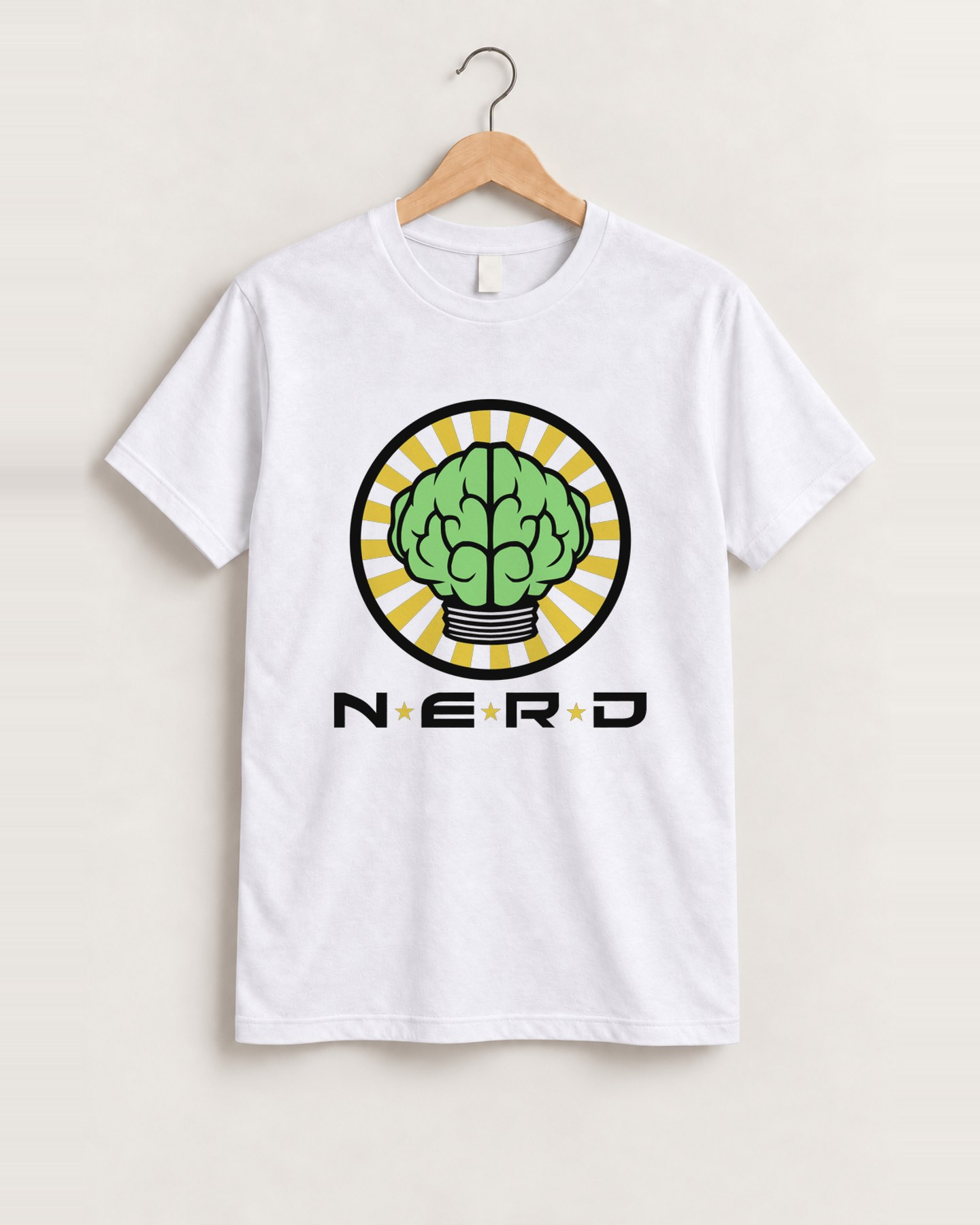 Retro n.e.r.d. '02 merch 'brain logo' white t-shirt front