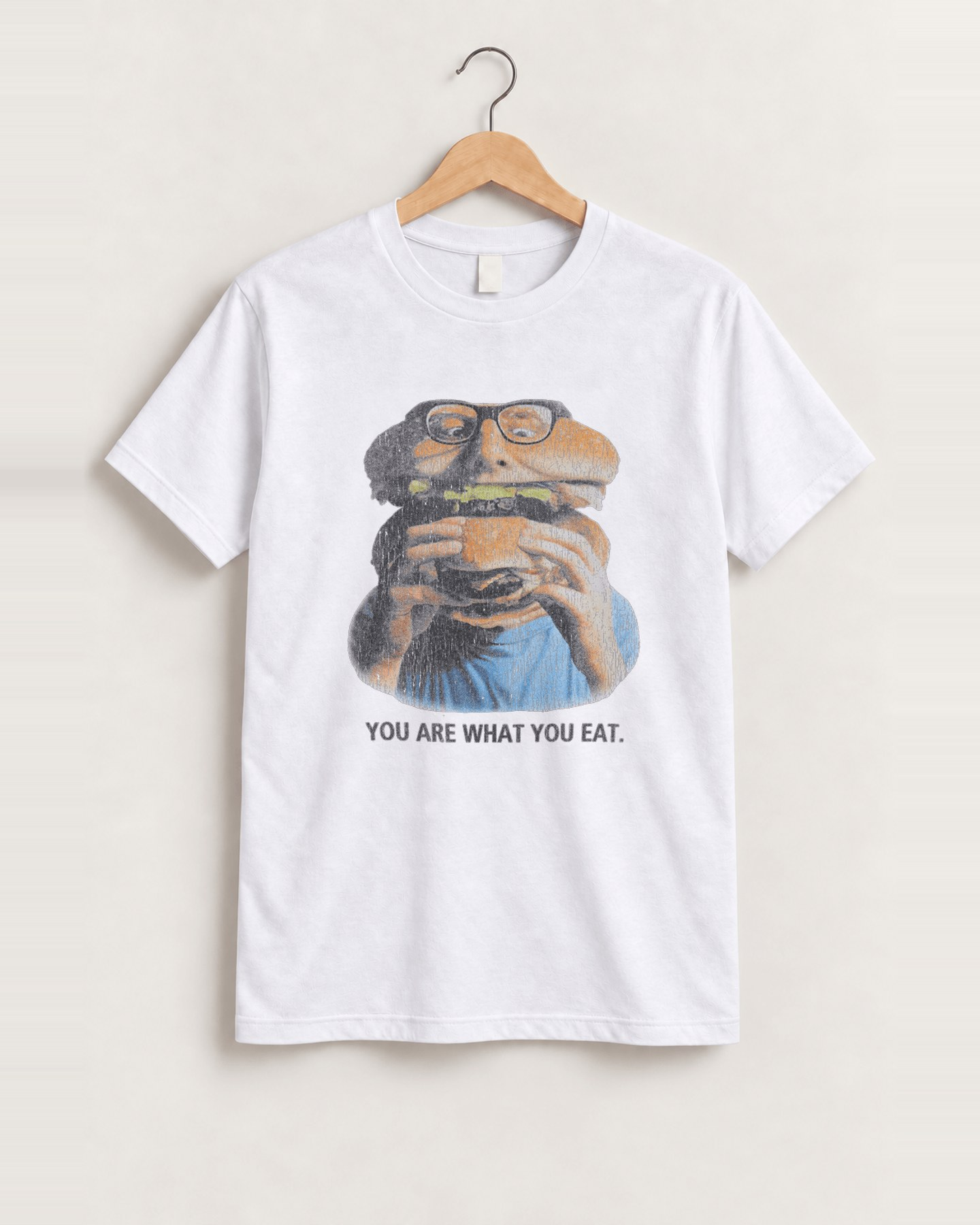 You are what you eat vintage white tee front