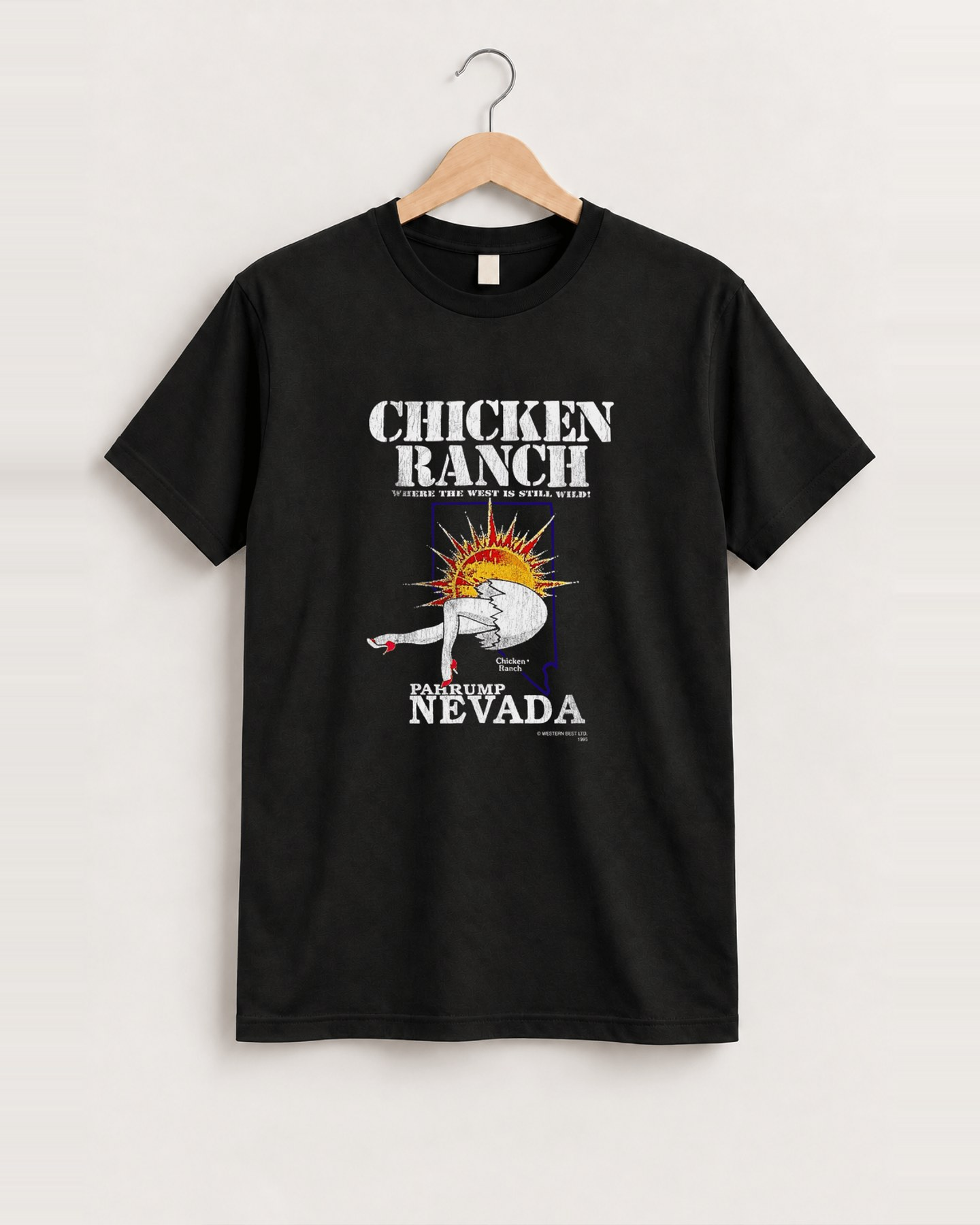 1995 Chicken ranch pahrump nevada black tee front