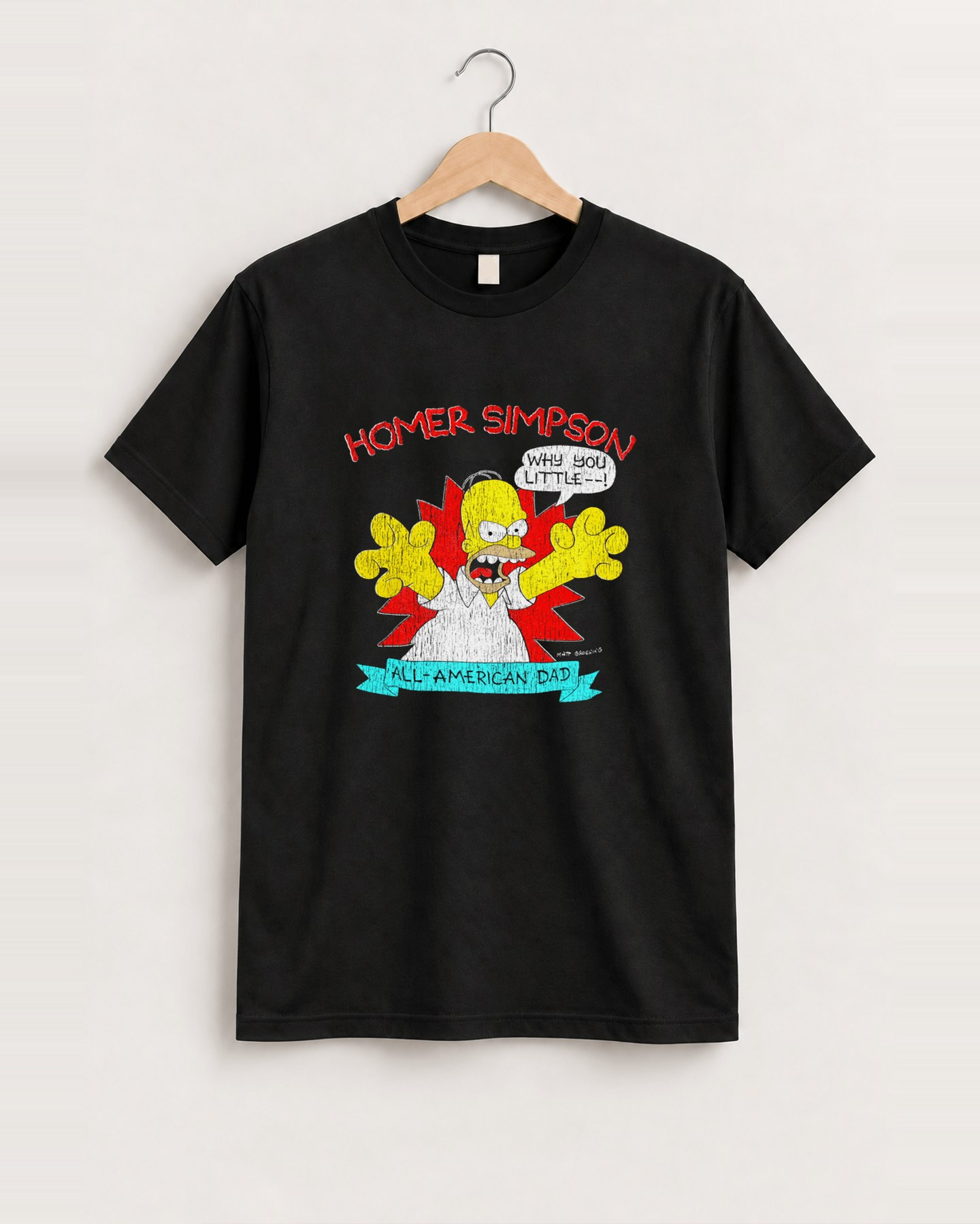 1990 Homer simpson vintage black t-shirt front