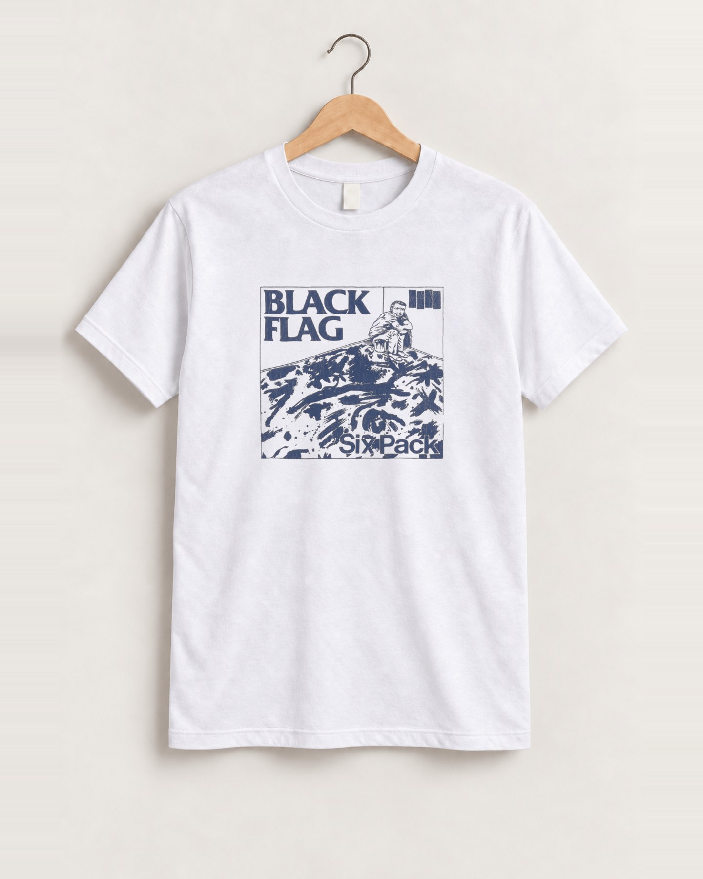 Black flag six pack white tee front