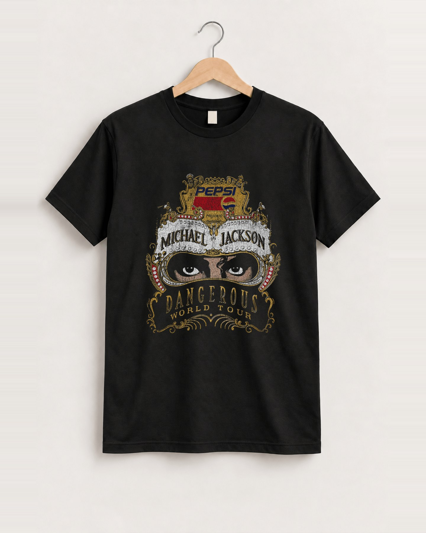 Michael Jackson's Dangerous 90's - Vintage Cut-Off Black T-Shirt, approved scene front [FG-464a22a8f0a6]