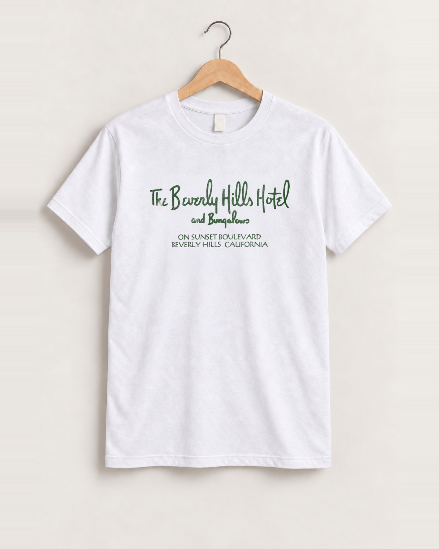 90s Beverly Hills Hotel & Bungalows Rare Washed White T-Shirt, approved scene front [FG-46fa923d6a71]