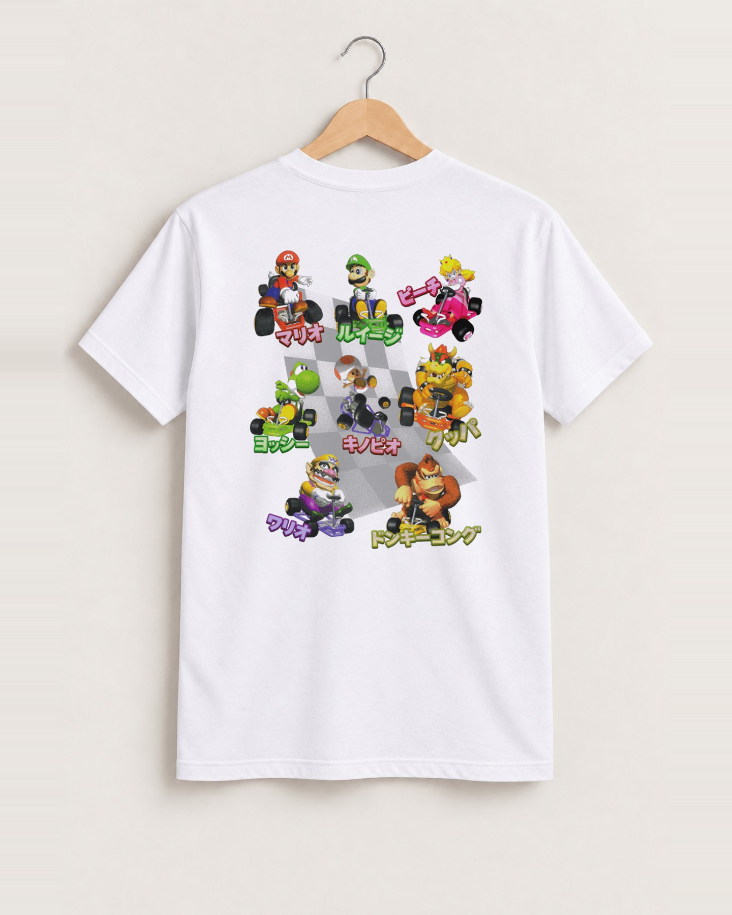 Japanese 90s 'mariokart 64' vintage white tee back