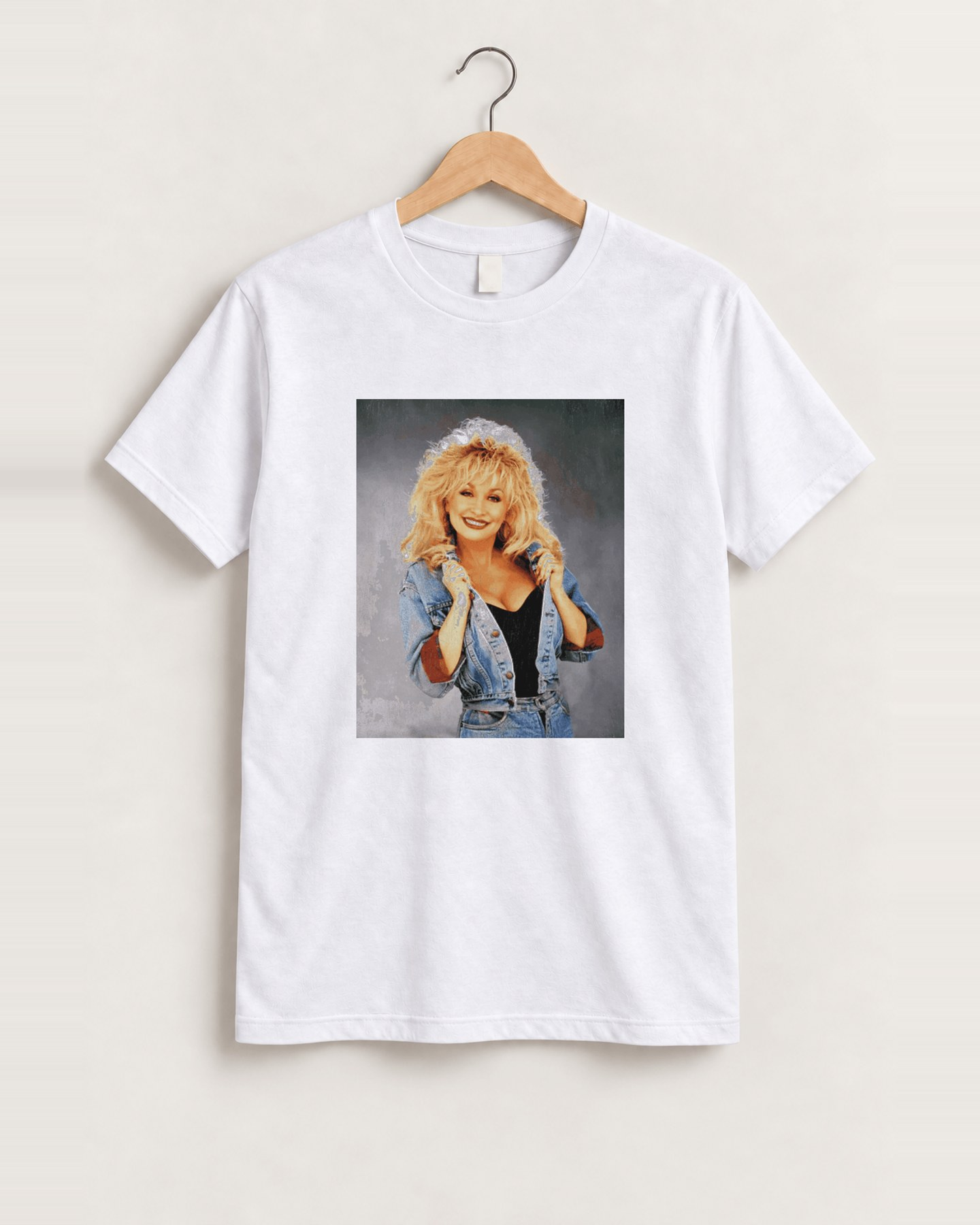 90s dolly parton portrait white tee front