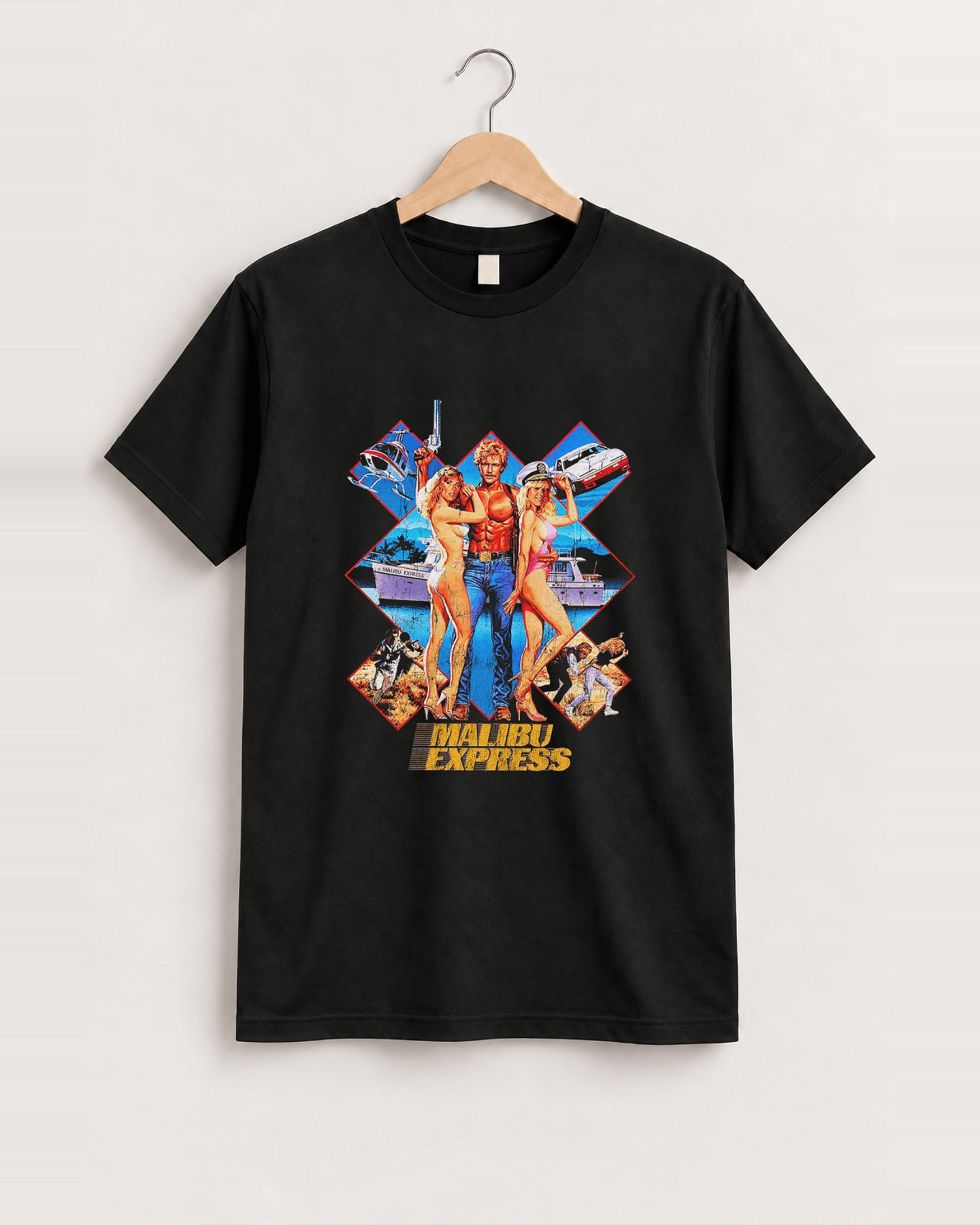 Malibu express black tshirt, approved scene front [FG-52c56fc7a758]
