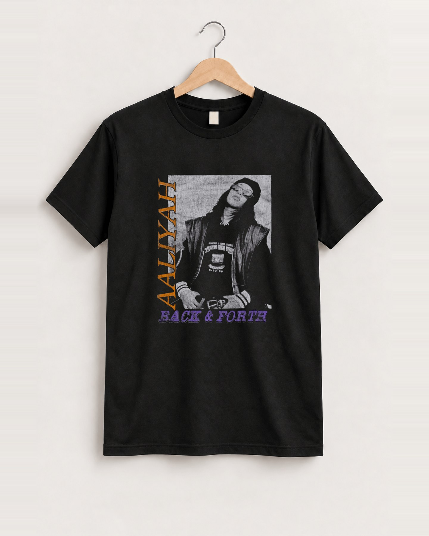 Aaliyah back and forth black tee front