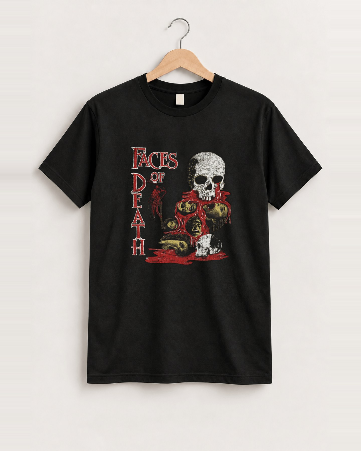 Ultra rare faces of death promo black tee front