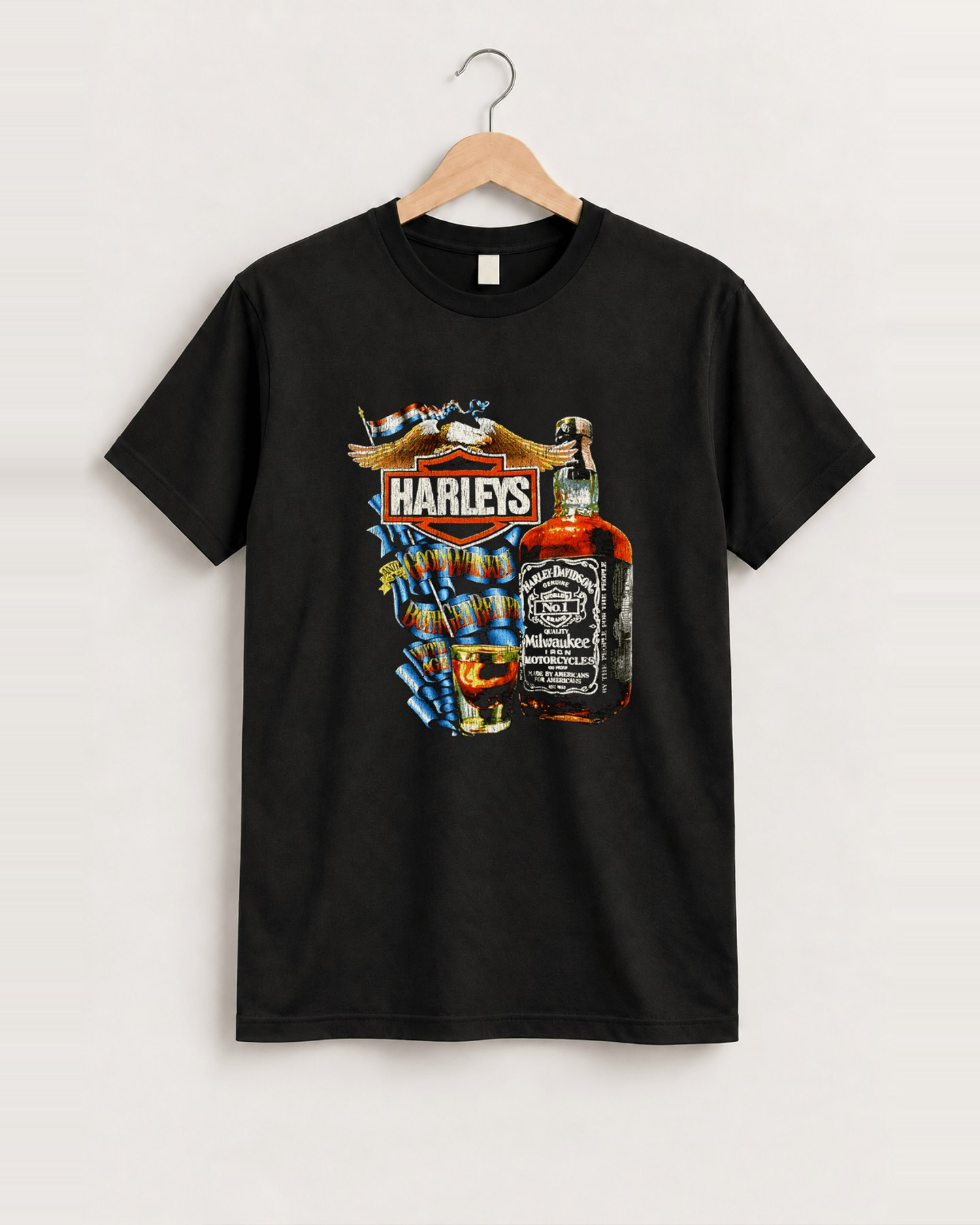 '90s harley x jack daniels vintage black tee front