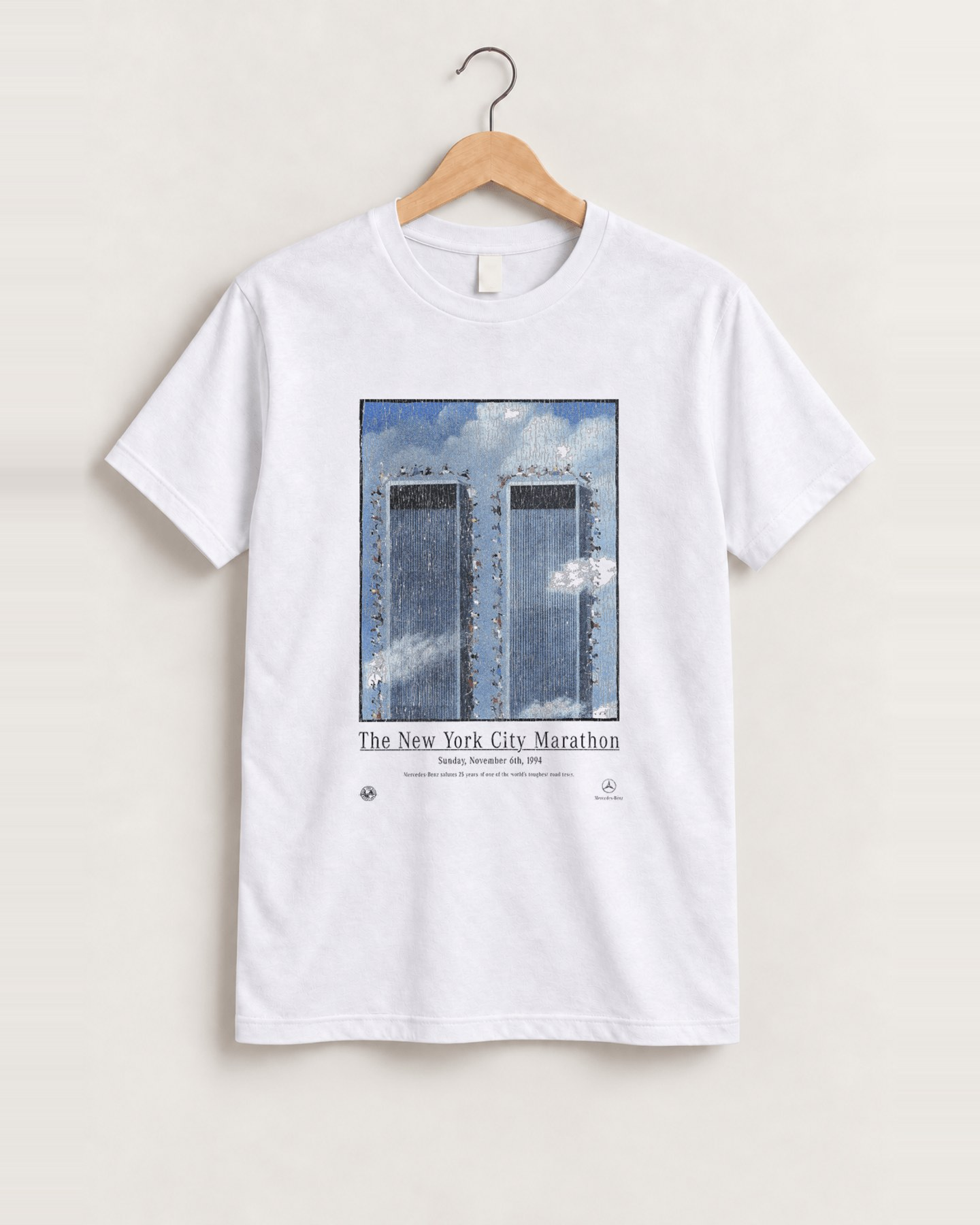 New york city marathon white tee front