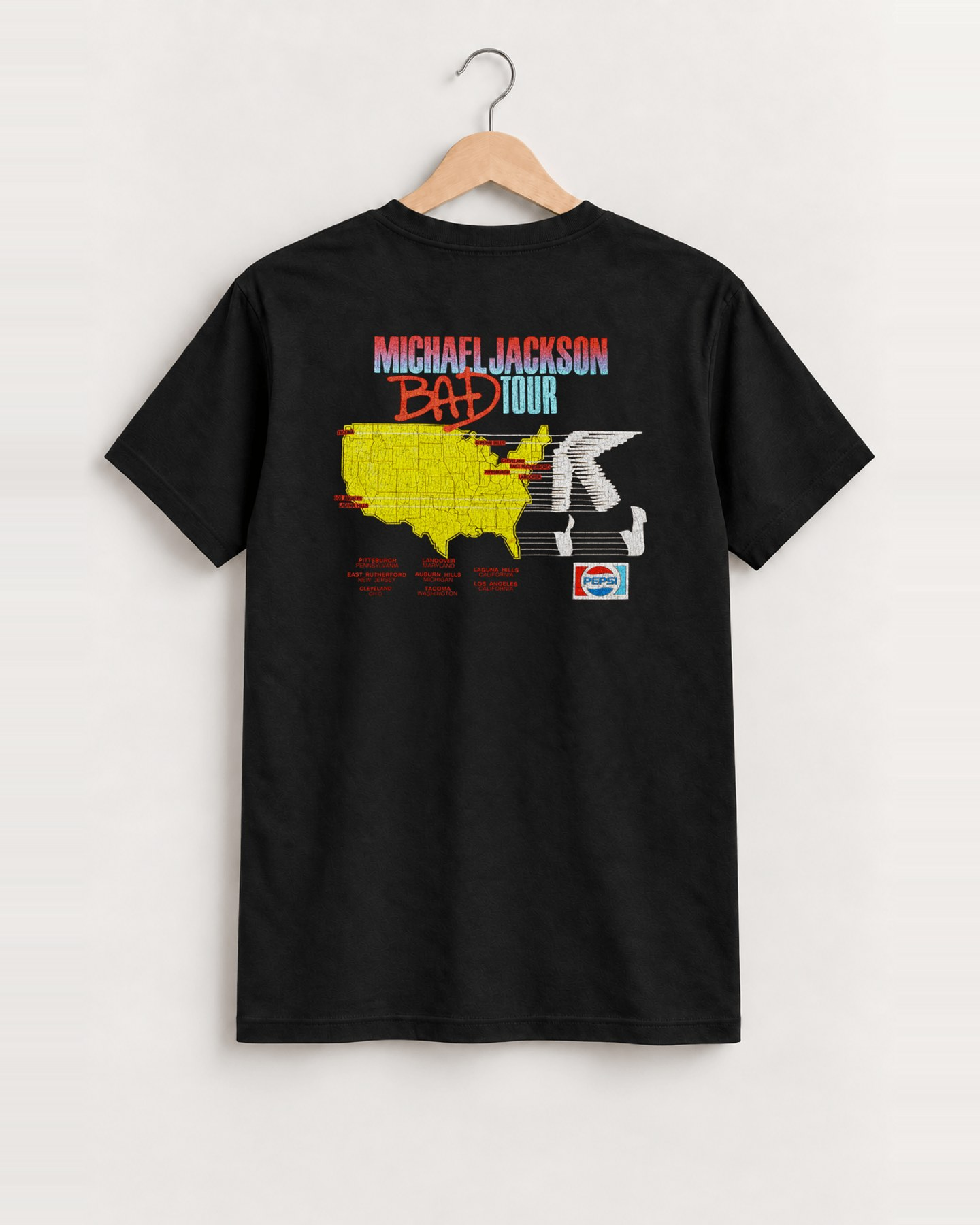 1988 Michael jackson 'bad' world tour rare womens black tee back