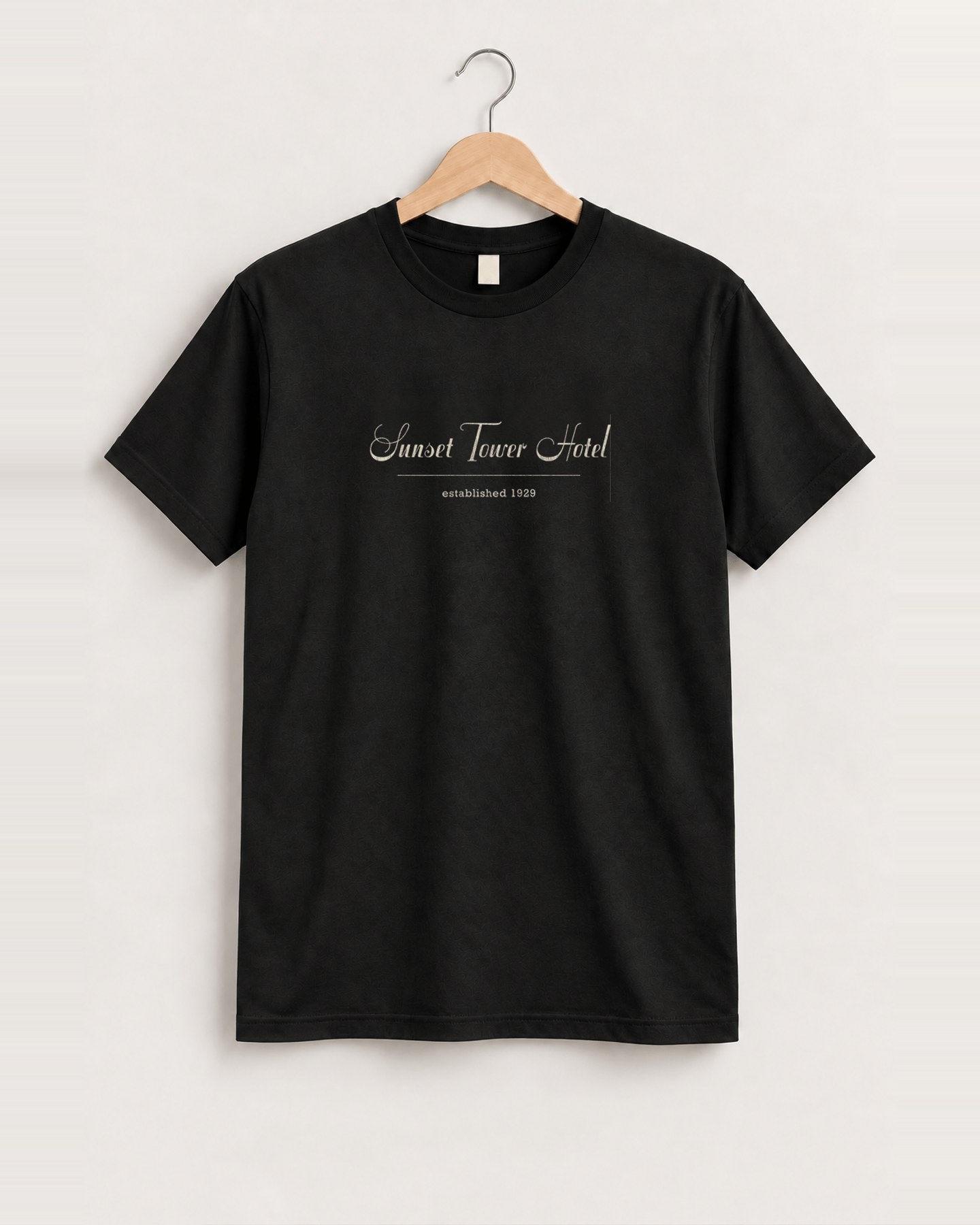 Vintage sunset tower hotel black tee front