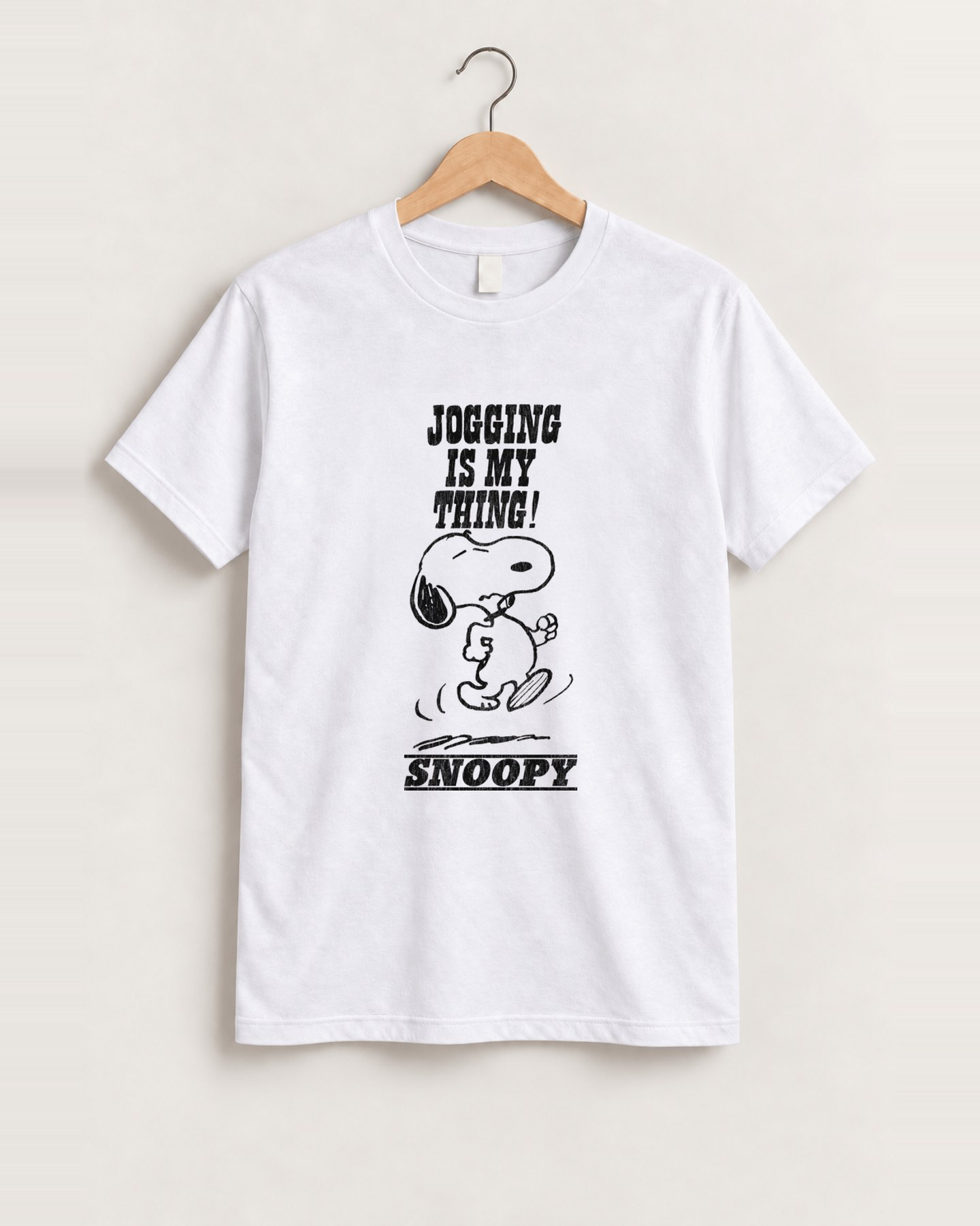 60s rare snoopy jogging is my thing white tee front