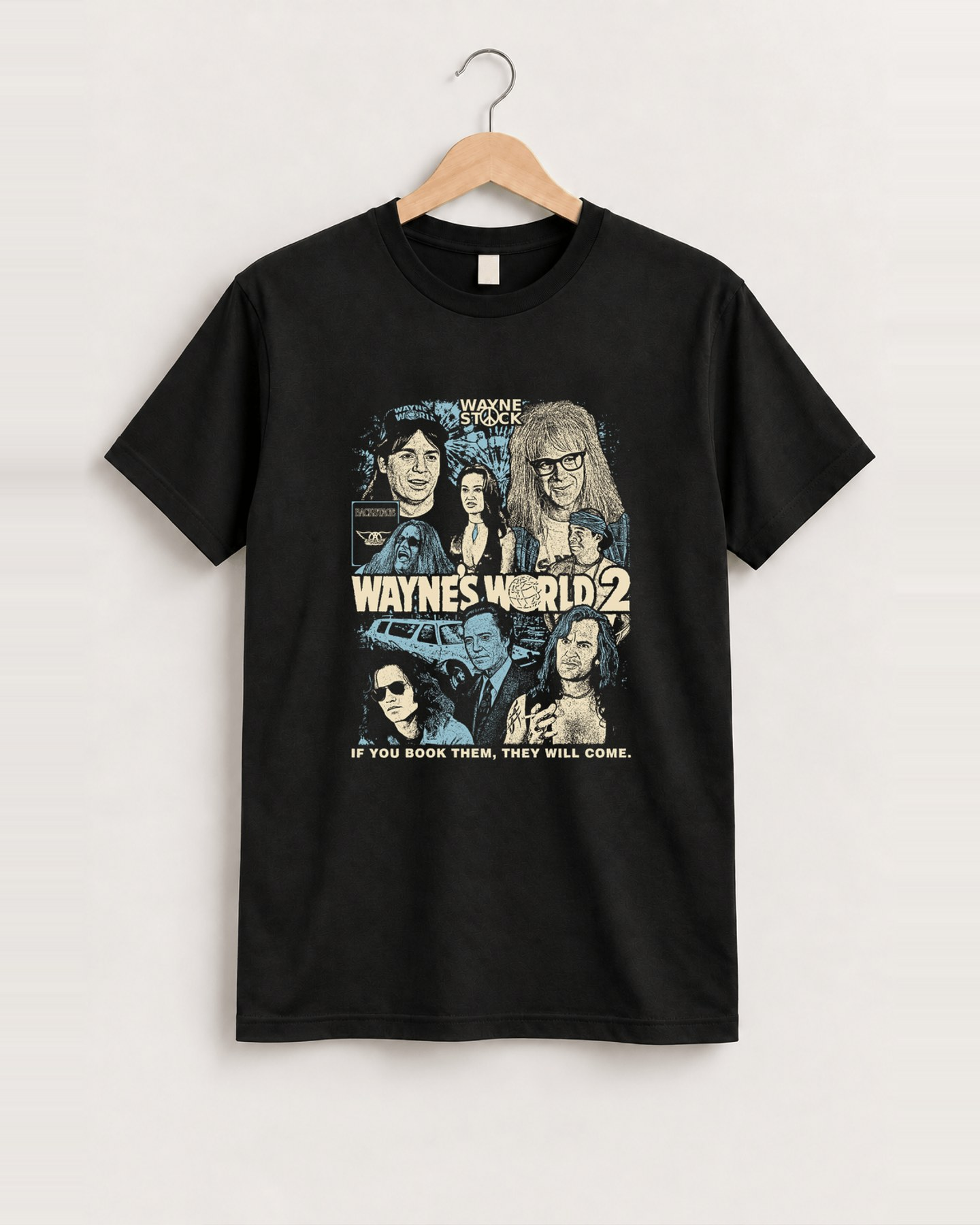 Wayne's world 2 vintage black t-shirt front