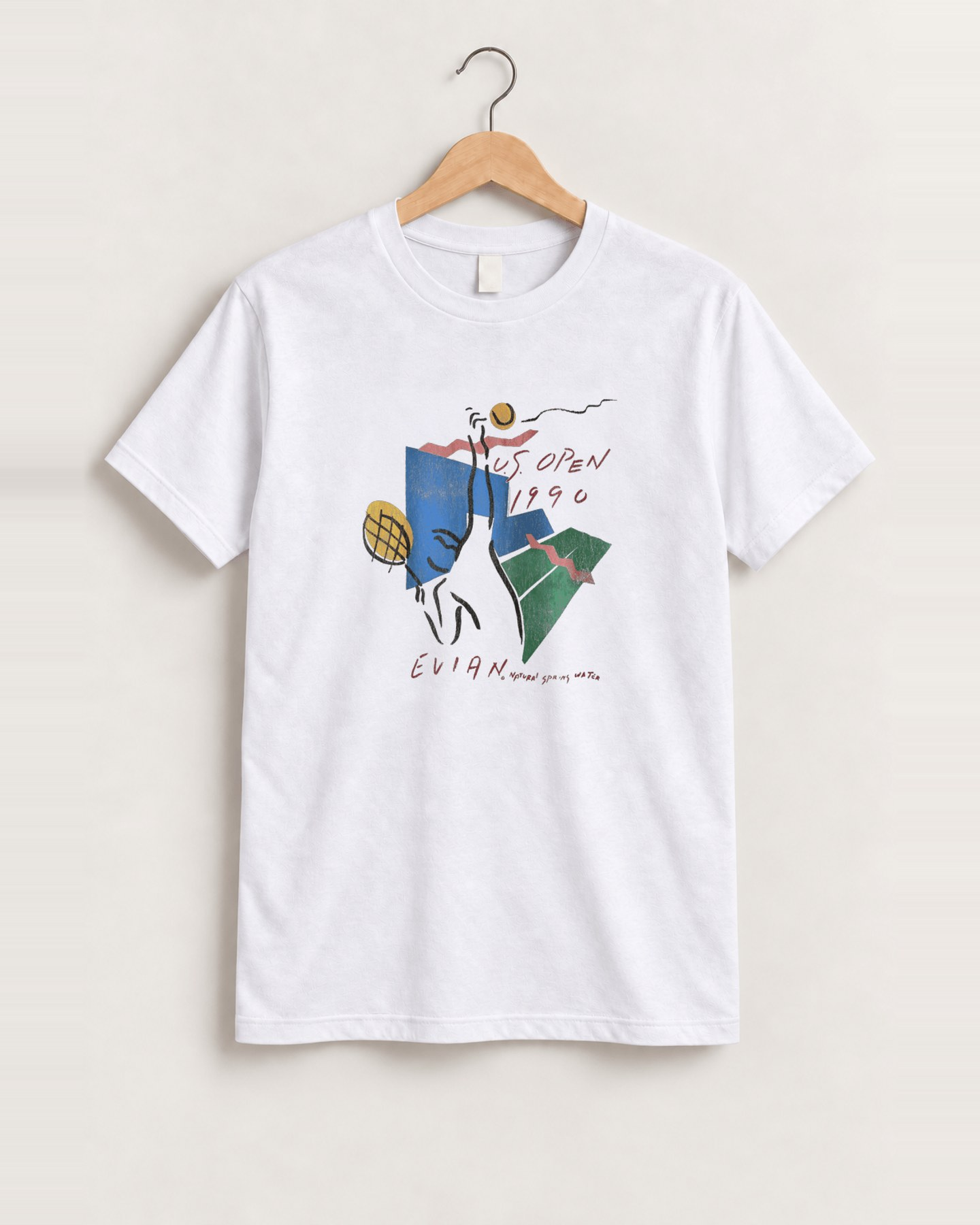 1990 Us open evian promo white tee front