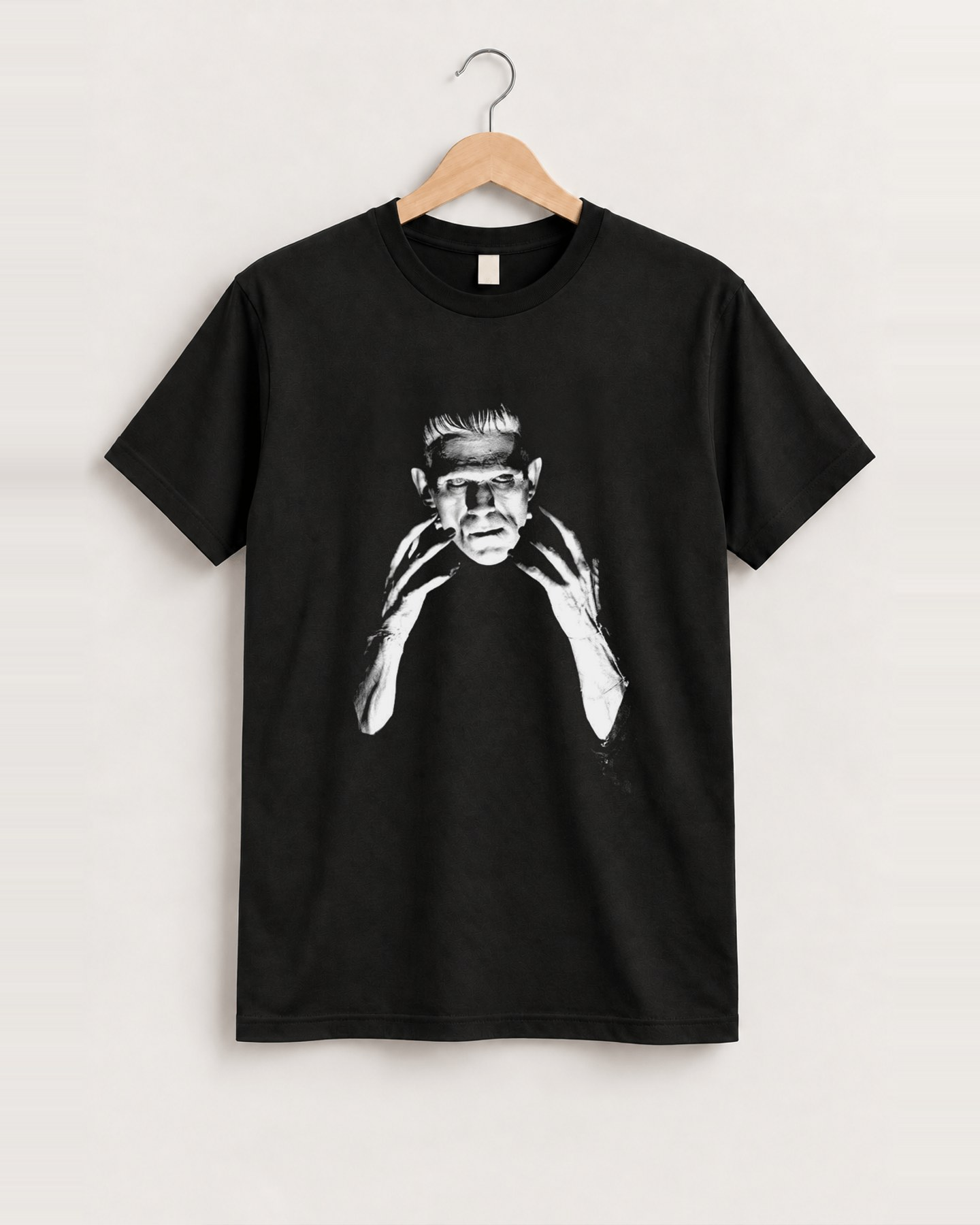 Frankenstein 'karloff stare' vintage black tee front