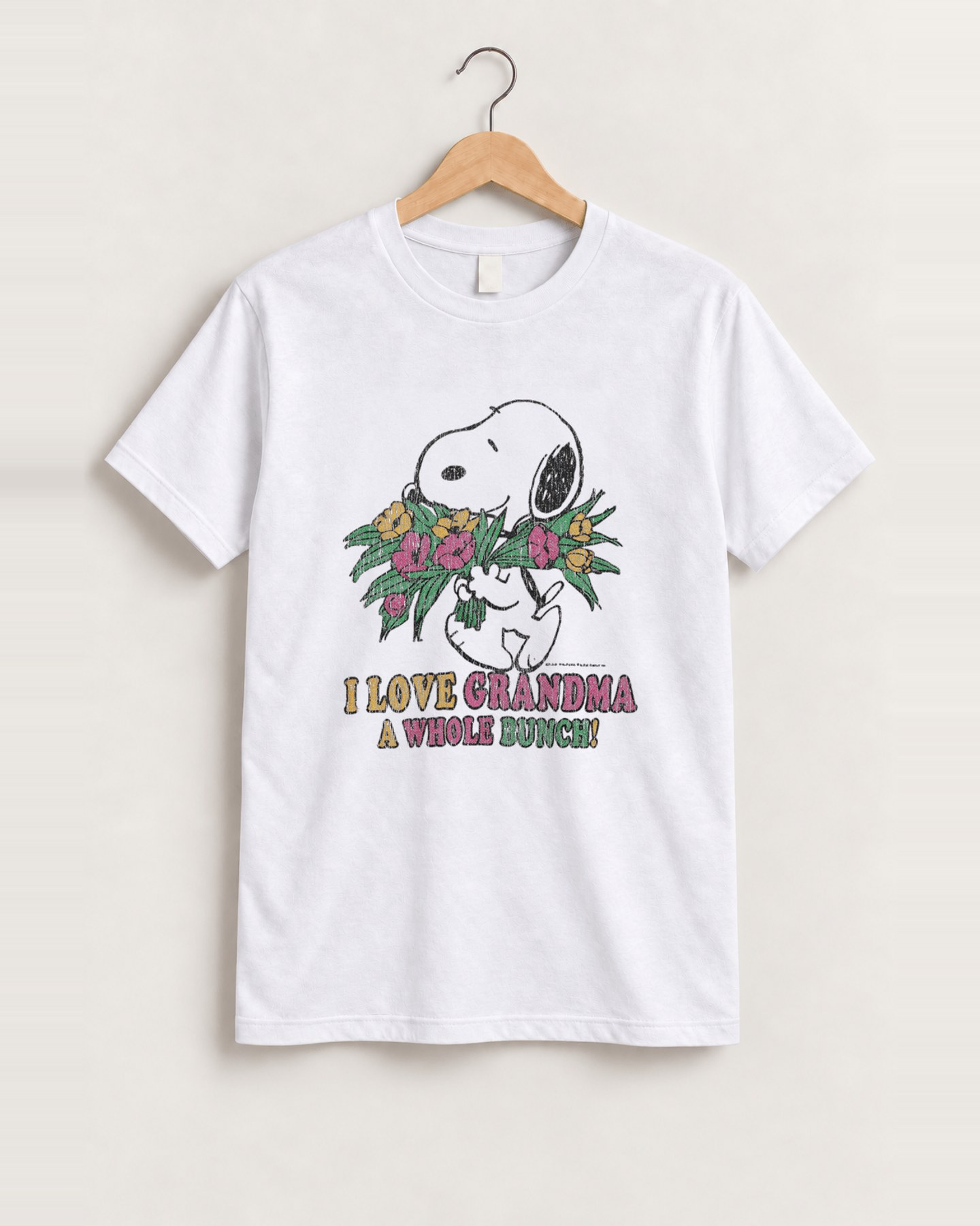 Snoopy i love grandma white tee front