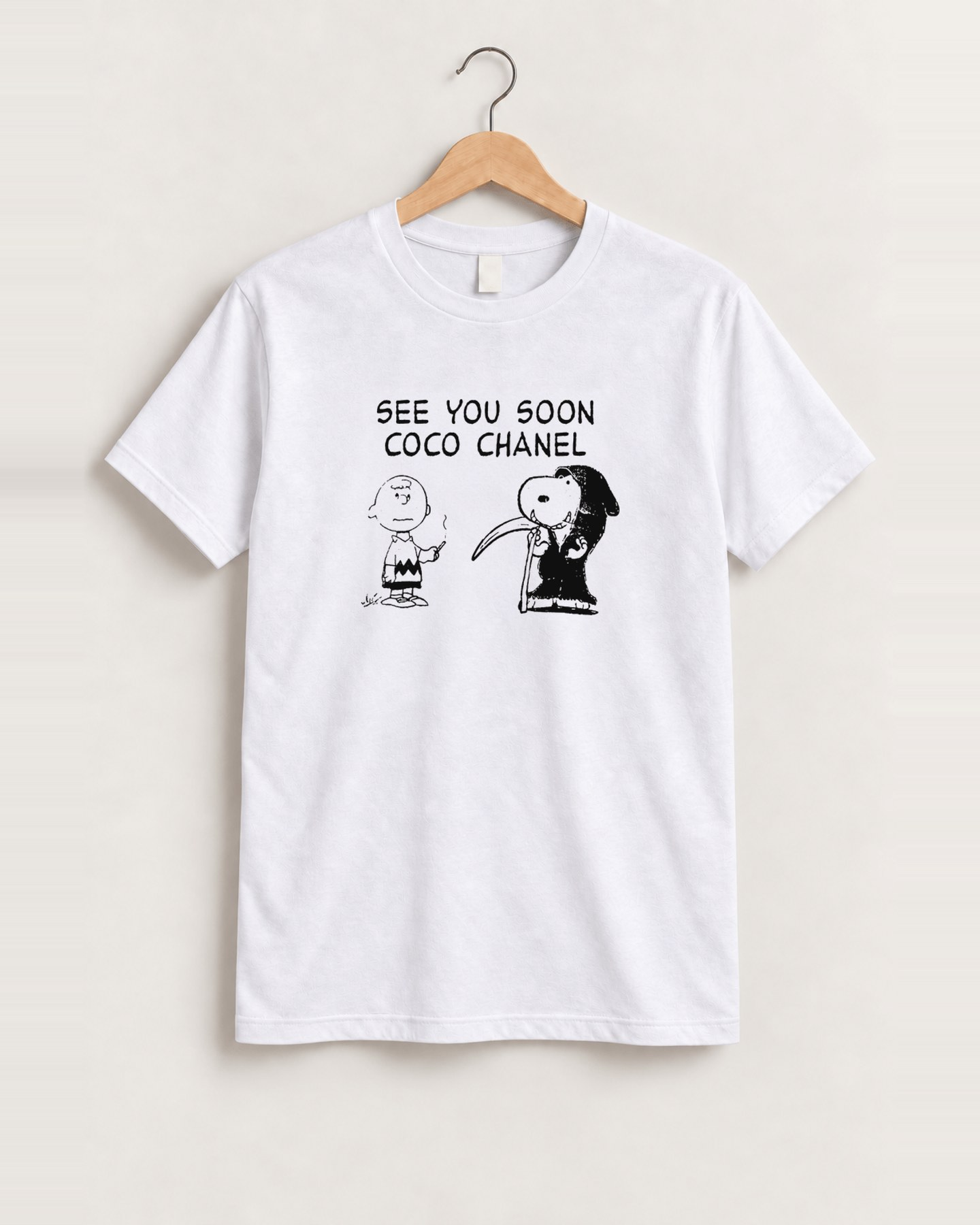 See you soon coco chanel vintage white t-shirt, approved scene front [FG-678e4987a893]