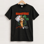 Y2K Hooter 'Wings And Wagers' Las Vegas Rare Washed Black T-Shirt, approved scene front [FG-67dd92c80f26]