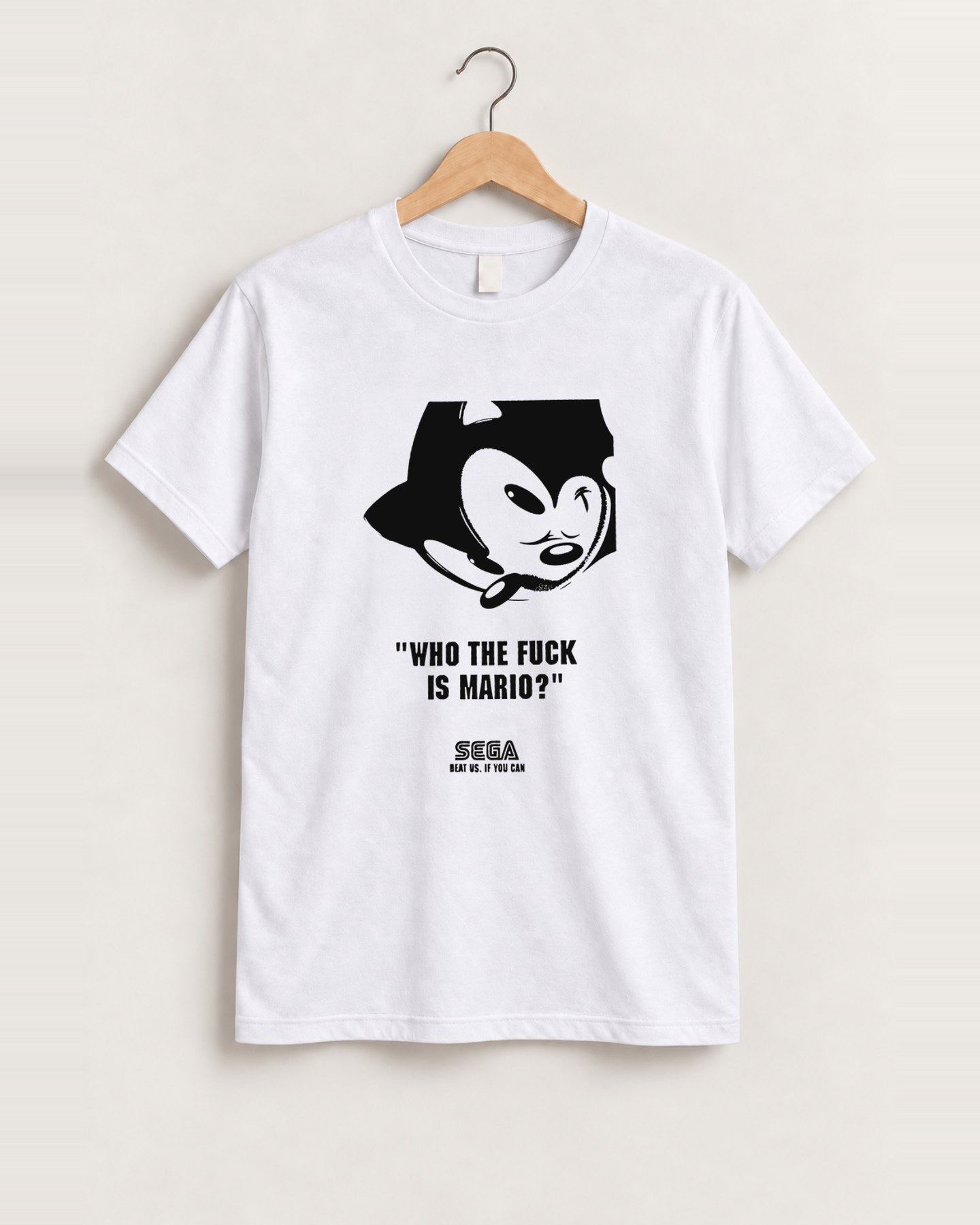 Sonic parody white tee front