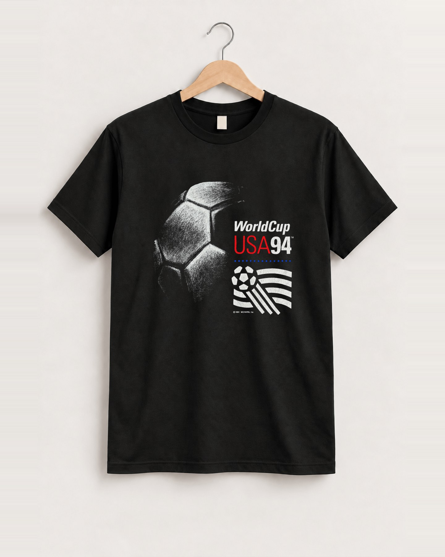 94 usa world cup giant ball black tee front
