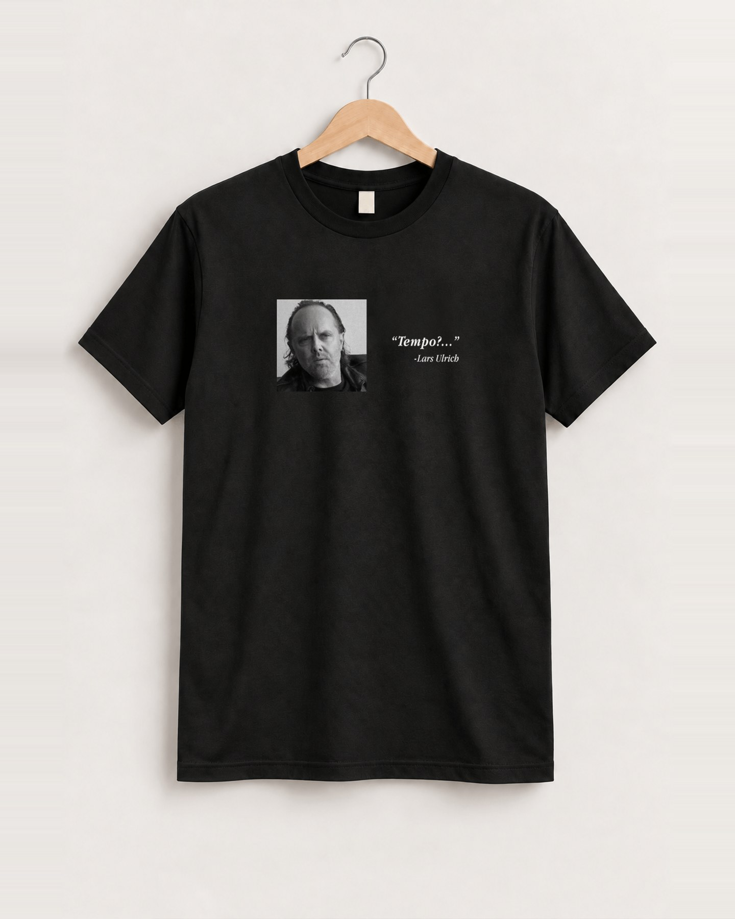 Lars ulrich 'tempo?' classic black tee front