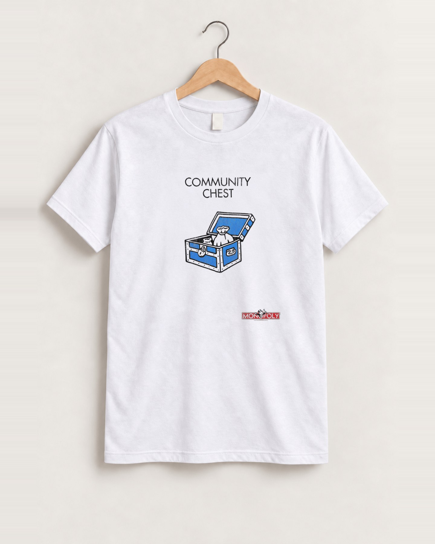 90s monopoly community chest white tee front