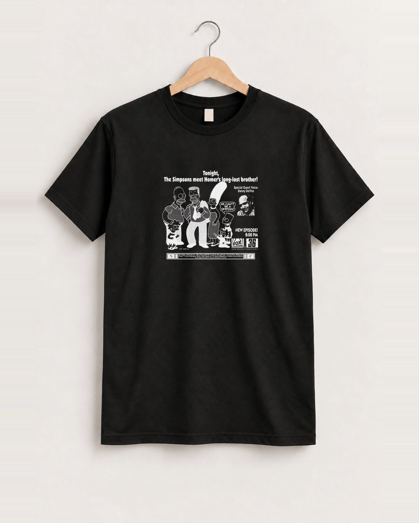 1991 Simpsons 'homer's brother' tv promo tee vintage black front