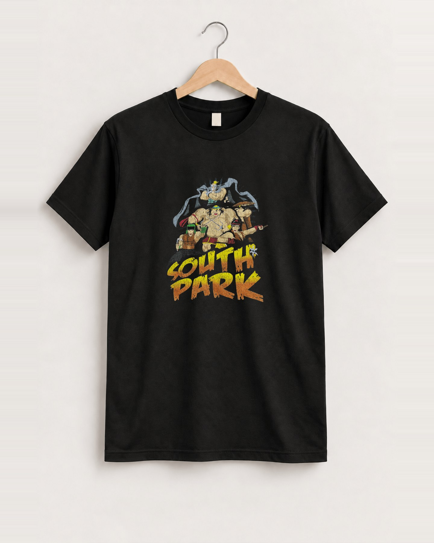 South park with weapons vintage black t-shirt front
