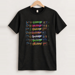 Retro 'goosebumps' spine stack vintage black tee front
