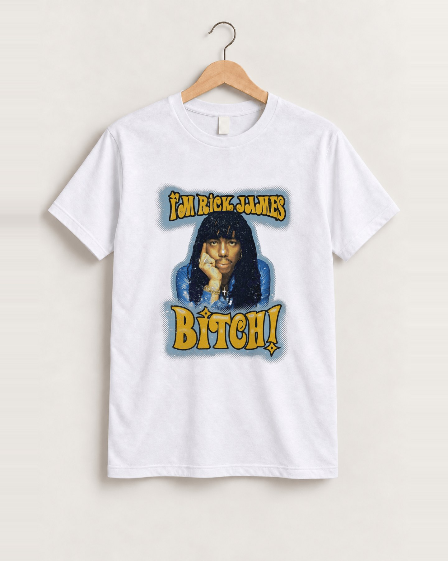 'im rick james' chapelle classic white tee front