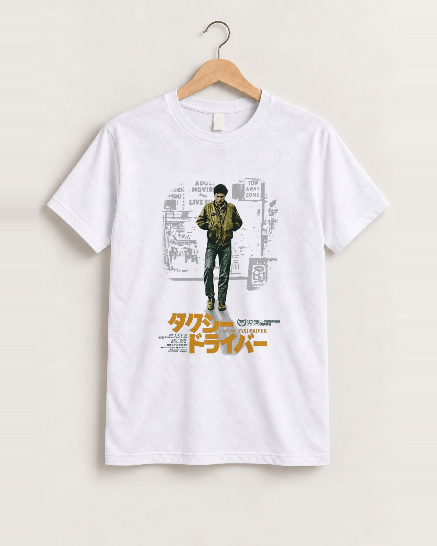 Japanese 'taxi driver' 1976 vintage white tee front