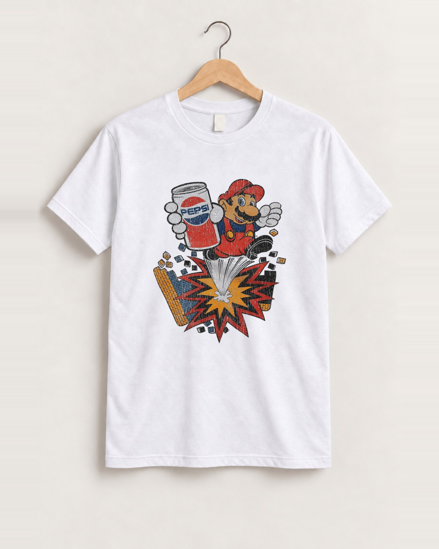 Pepsi x mario white tee front