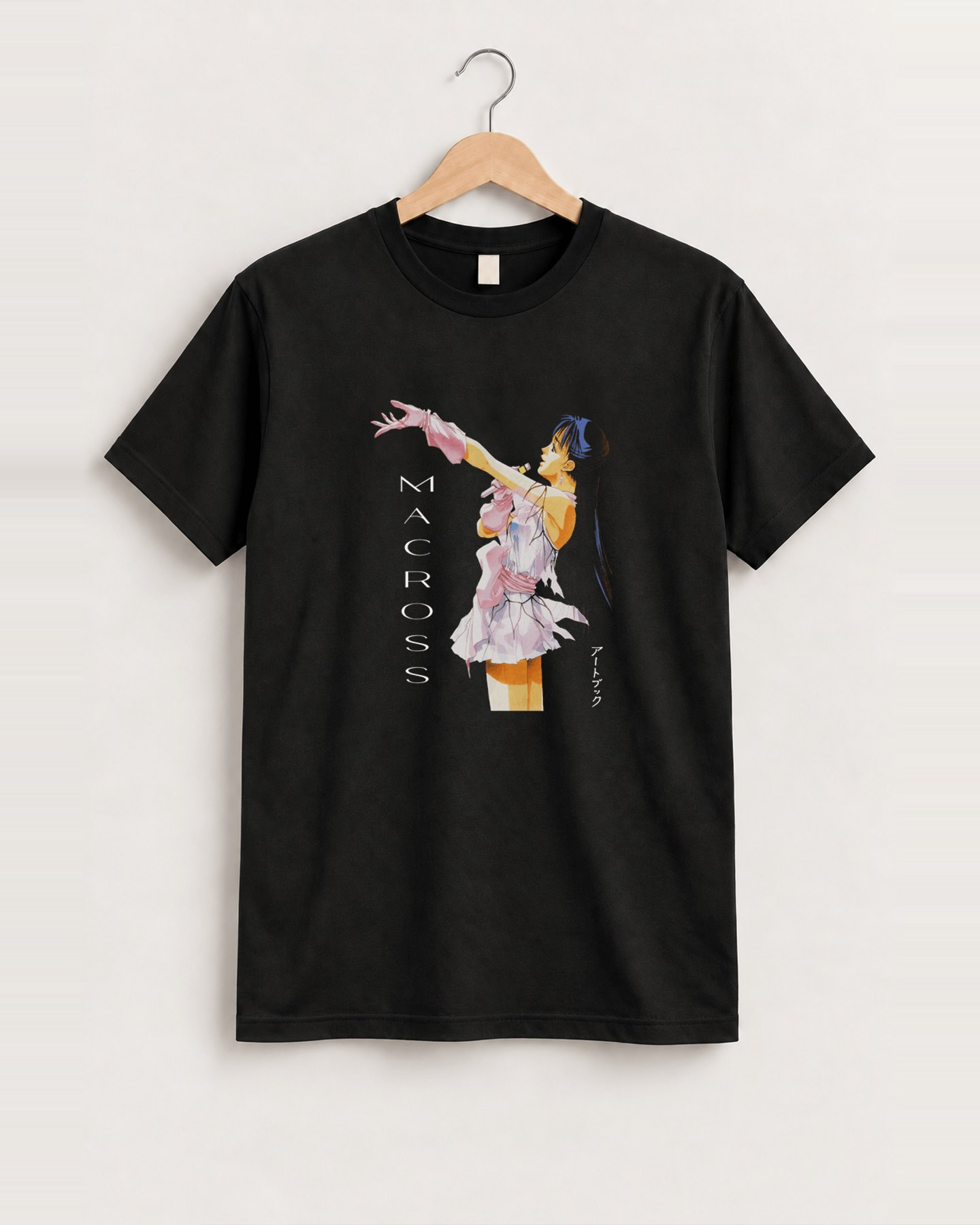 Macross 'lynn idol' cut-off vintage black tee front