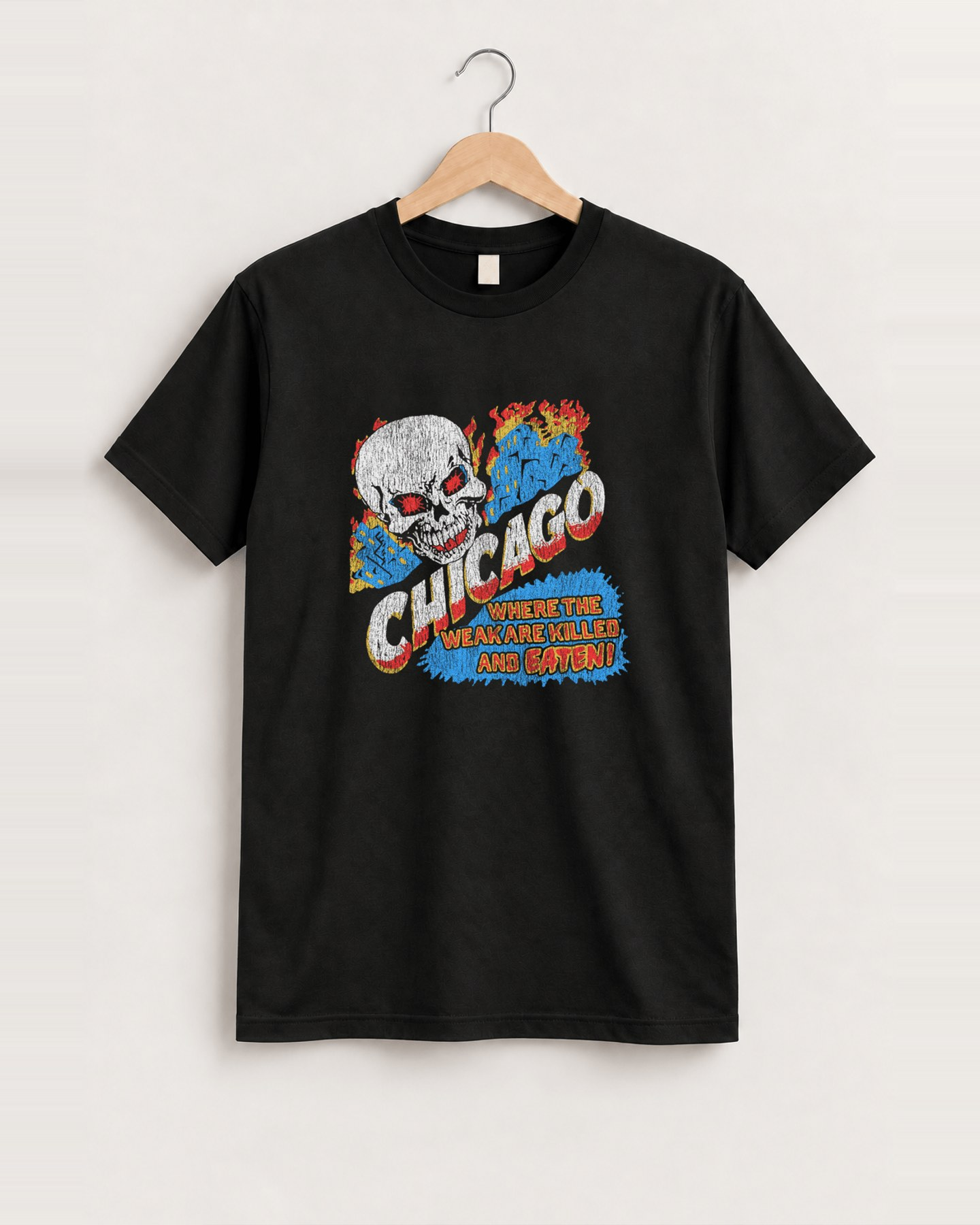 Vintage chicago black tee front