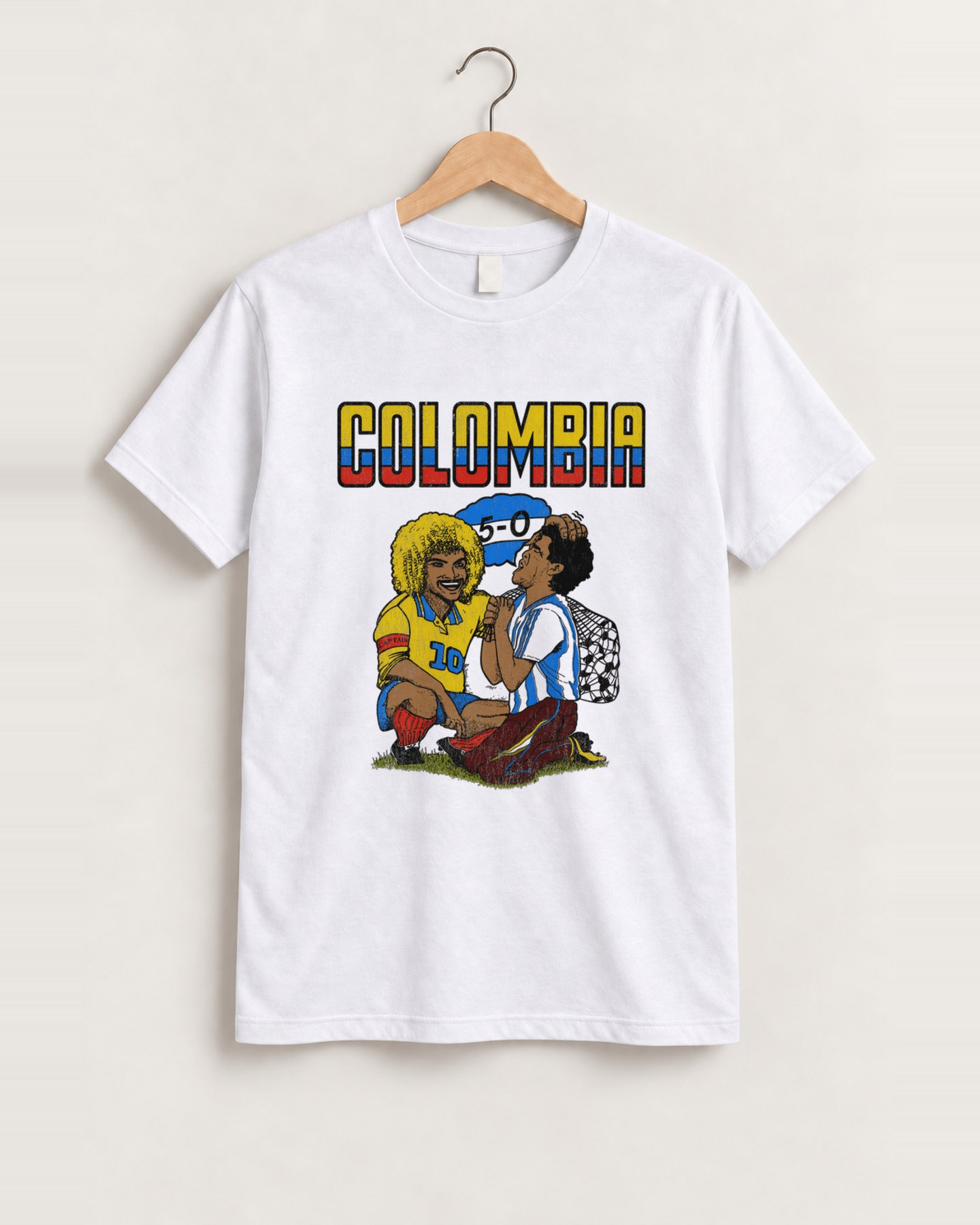 94 world cup colombia valderrama maradona white tee front