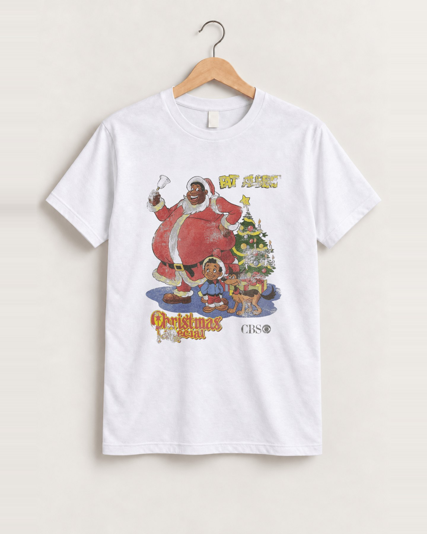 70s 'fat albert' christmas special retro graphic white tee front