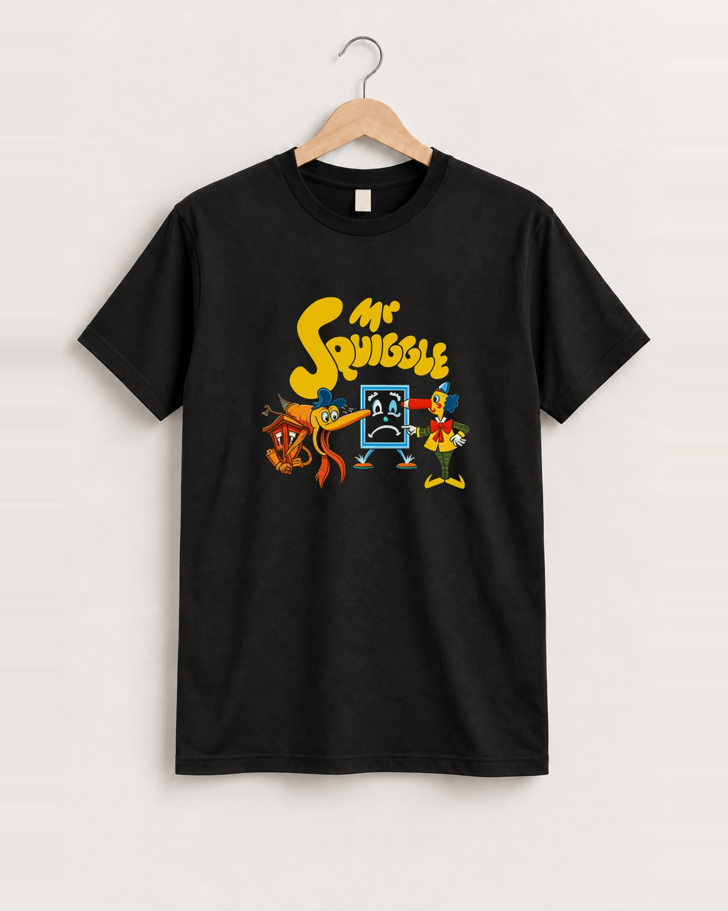 90s 'mr squiggle' classic black tee front