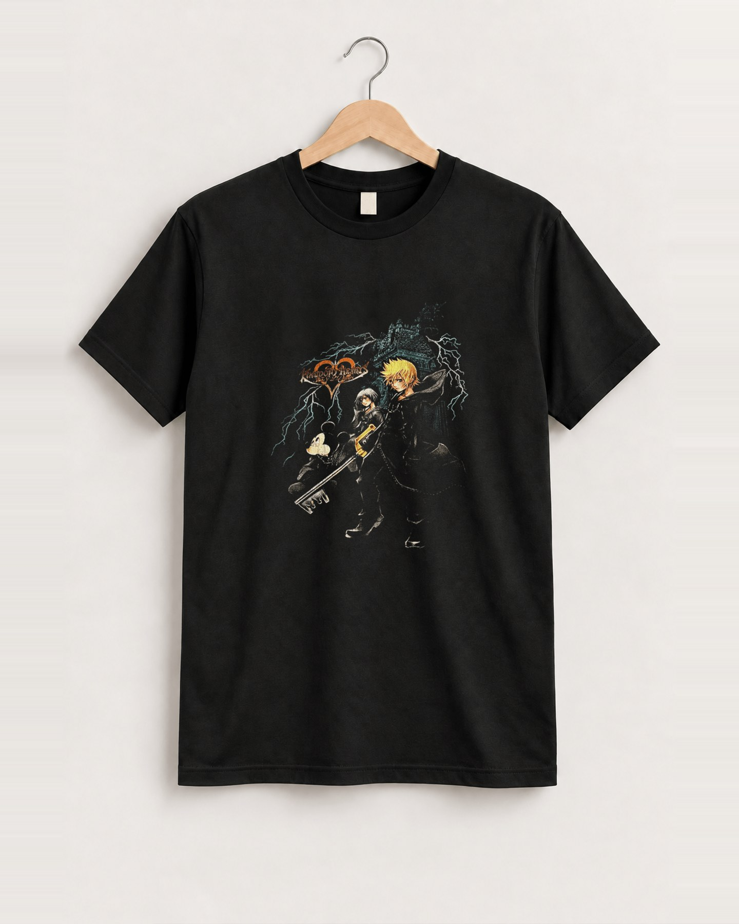 Kingdom hearts black tee front