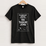 Twilight zone 'you have now crossed over' classic black tee, approved scene front [FG-87bbe102e50e]