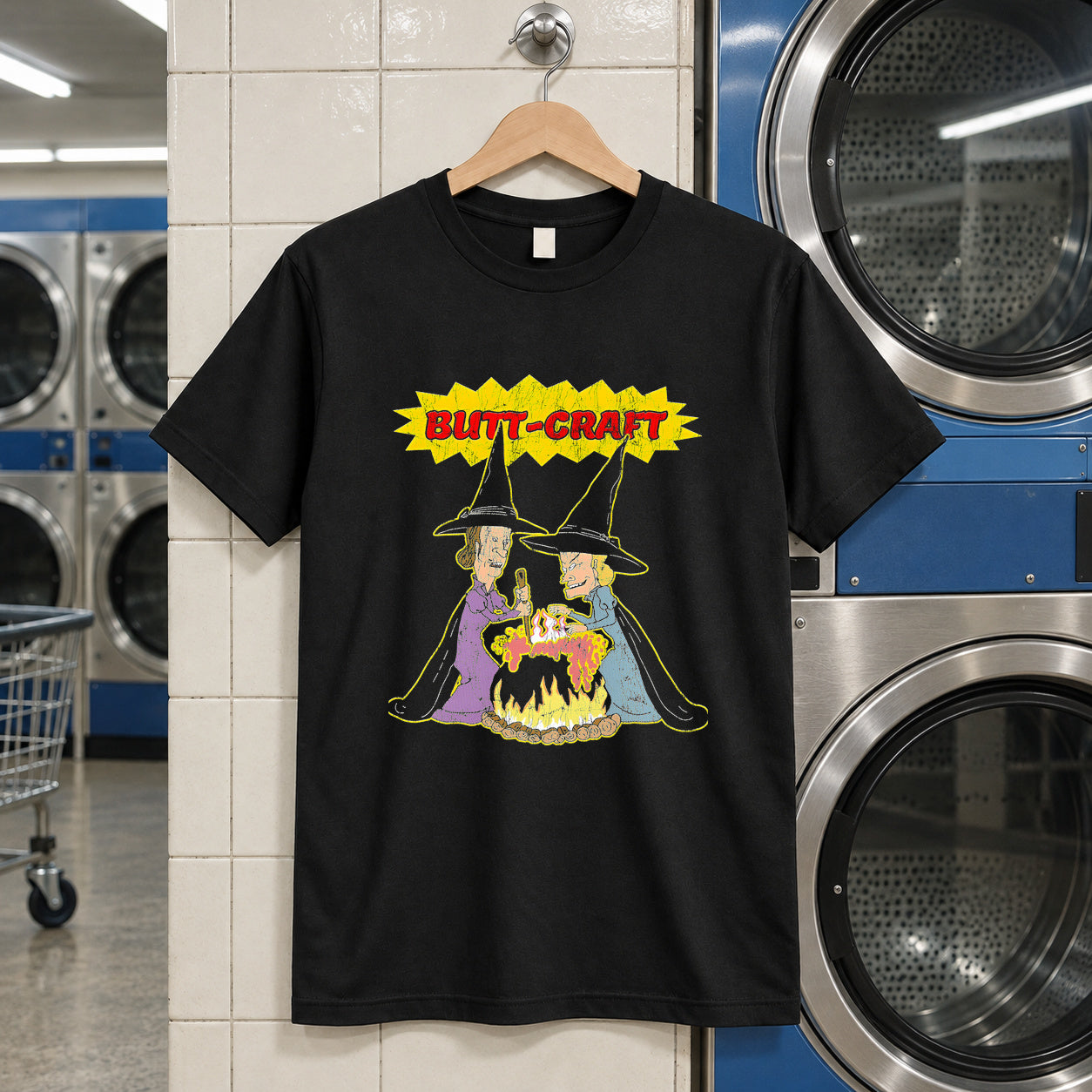 Beavis and butthead halloween special vintage black t-shirt — black tee, front print, laundry setting