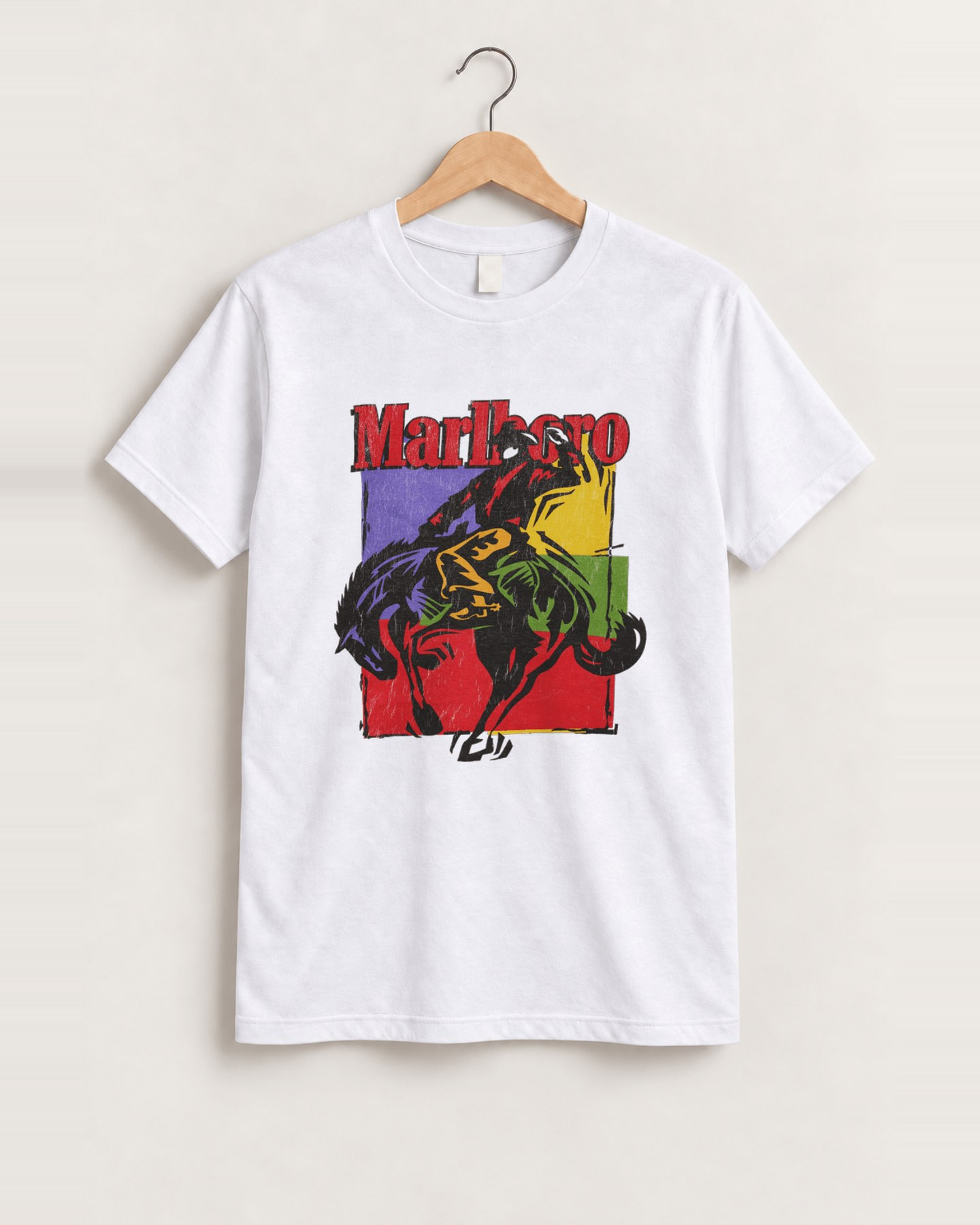 Vintage 90s marlboro bold cowboy ride vintage white t-shirt front
