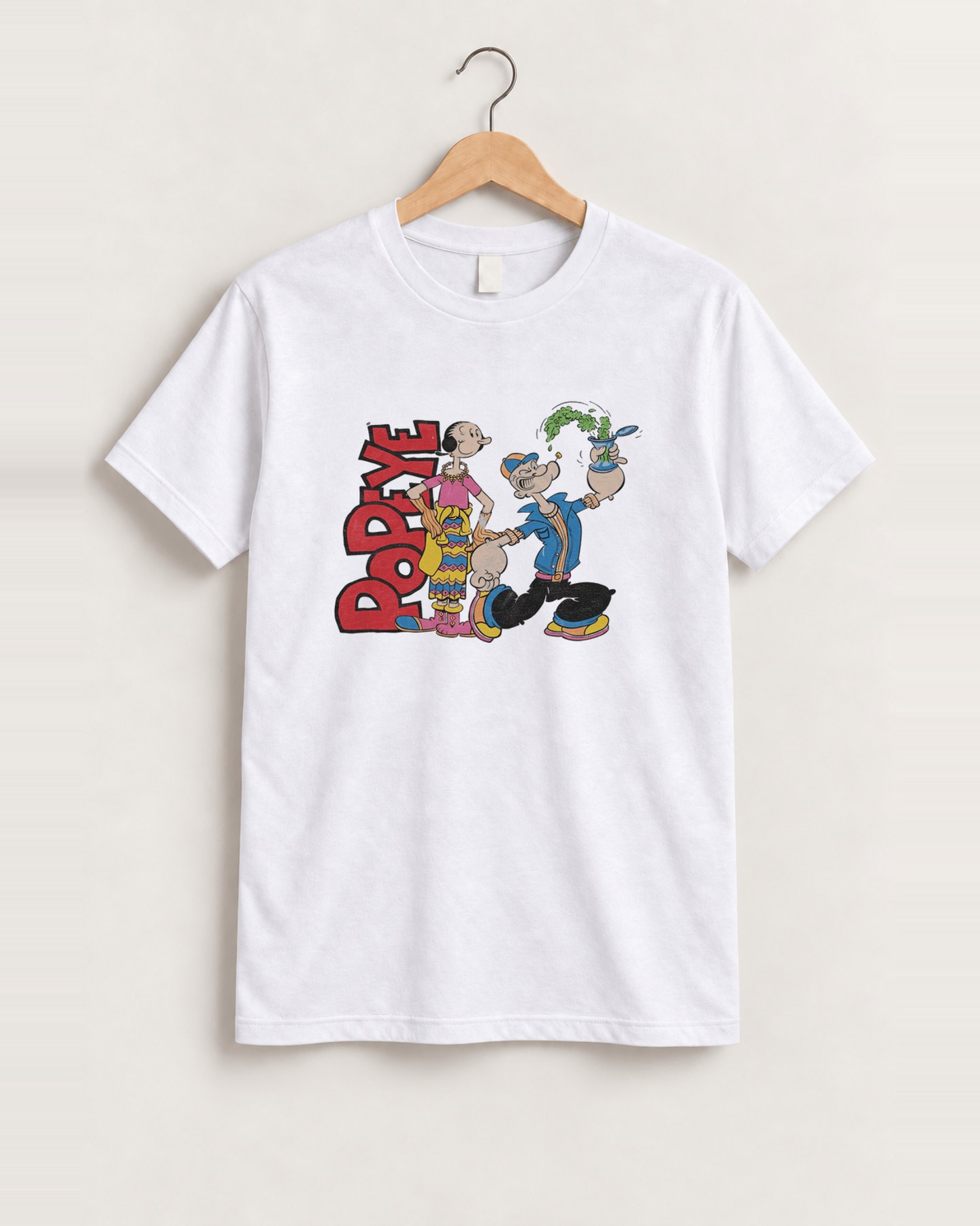 Popeye the sailor man 90s white t-shirt front