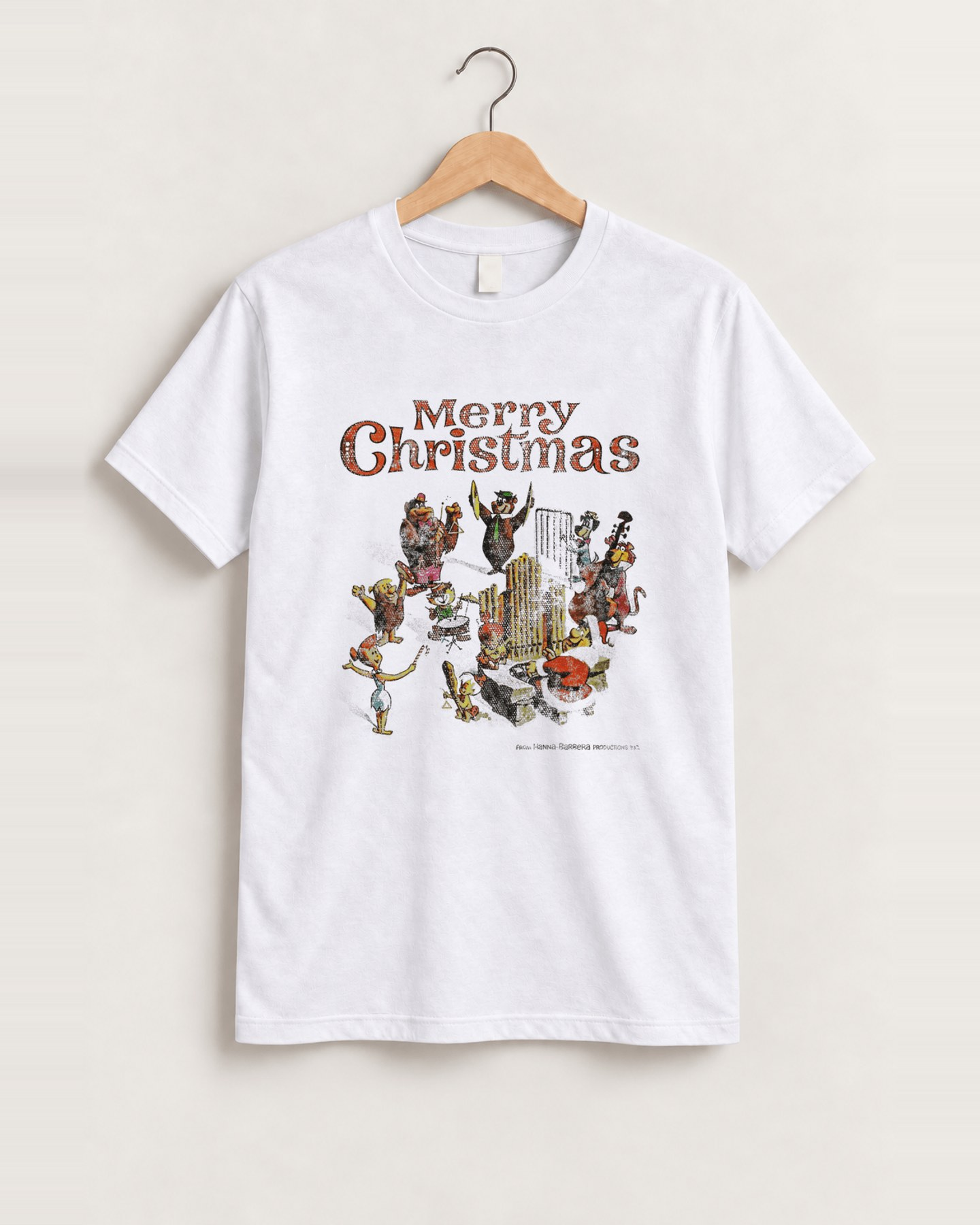 Hanna barbera 60s 'christmas band' vintage white tee front
