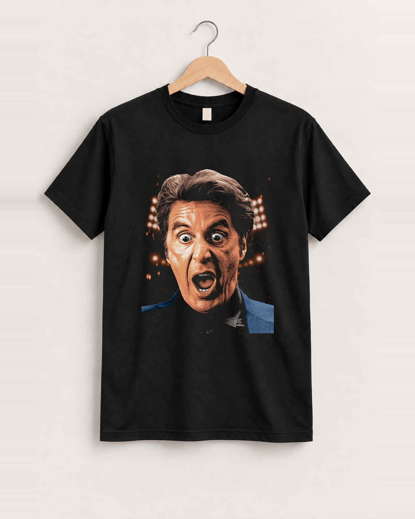 Al Pacino - Heat Big Head Black Tee, approved scene front [FG-9116cf63aab4]