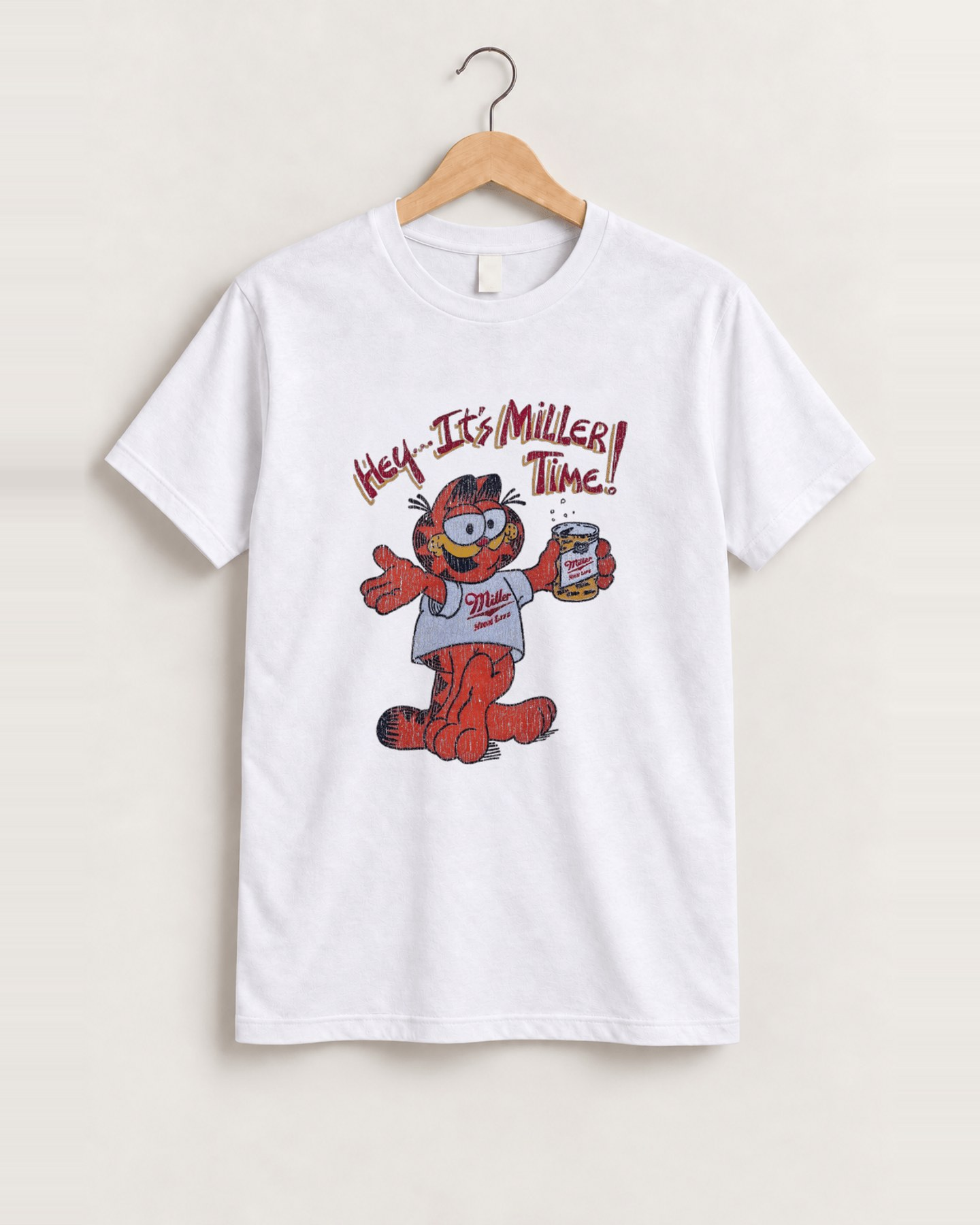 Garfield miller time vintage white tee front