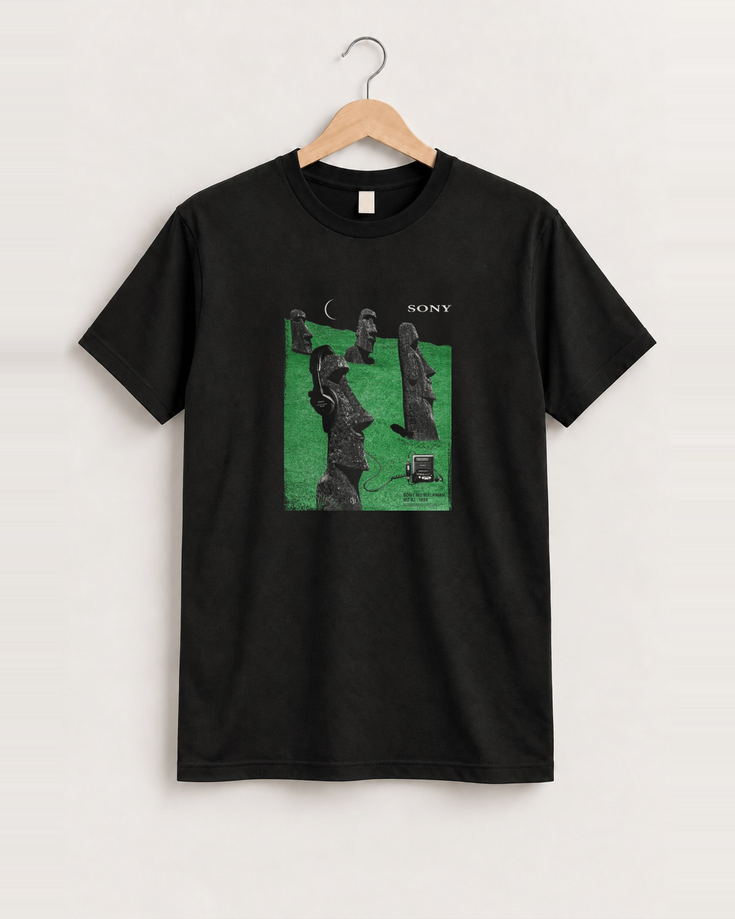 Sony easter island black baby tee front
