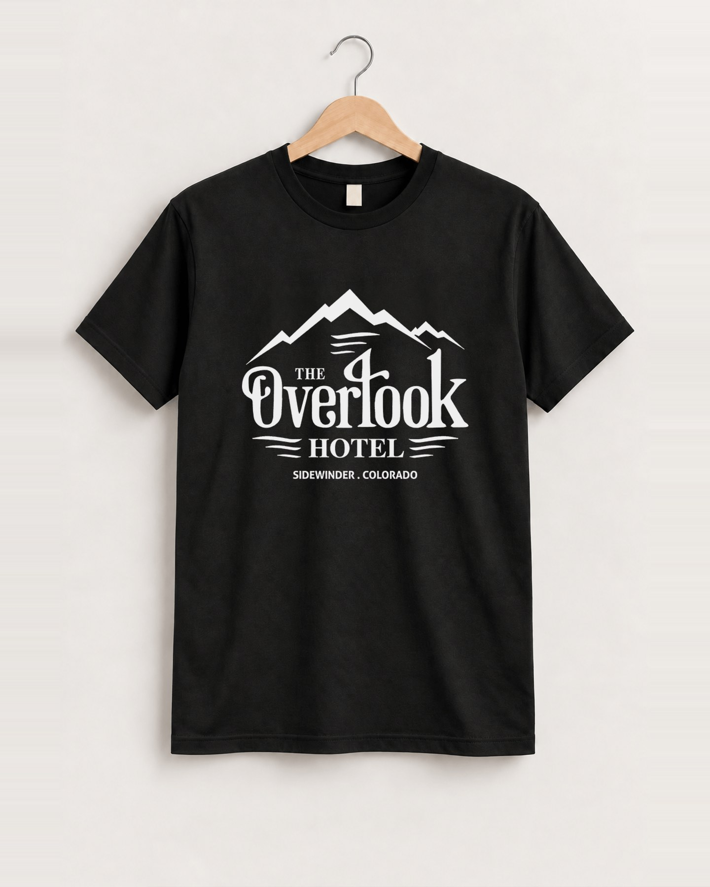 Vintage the overlook hotel black tee front