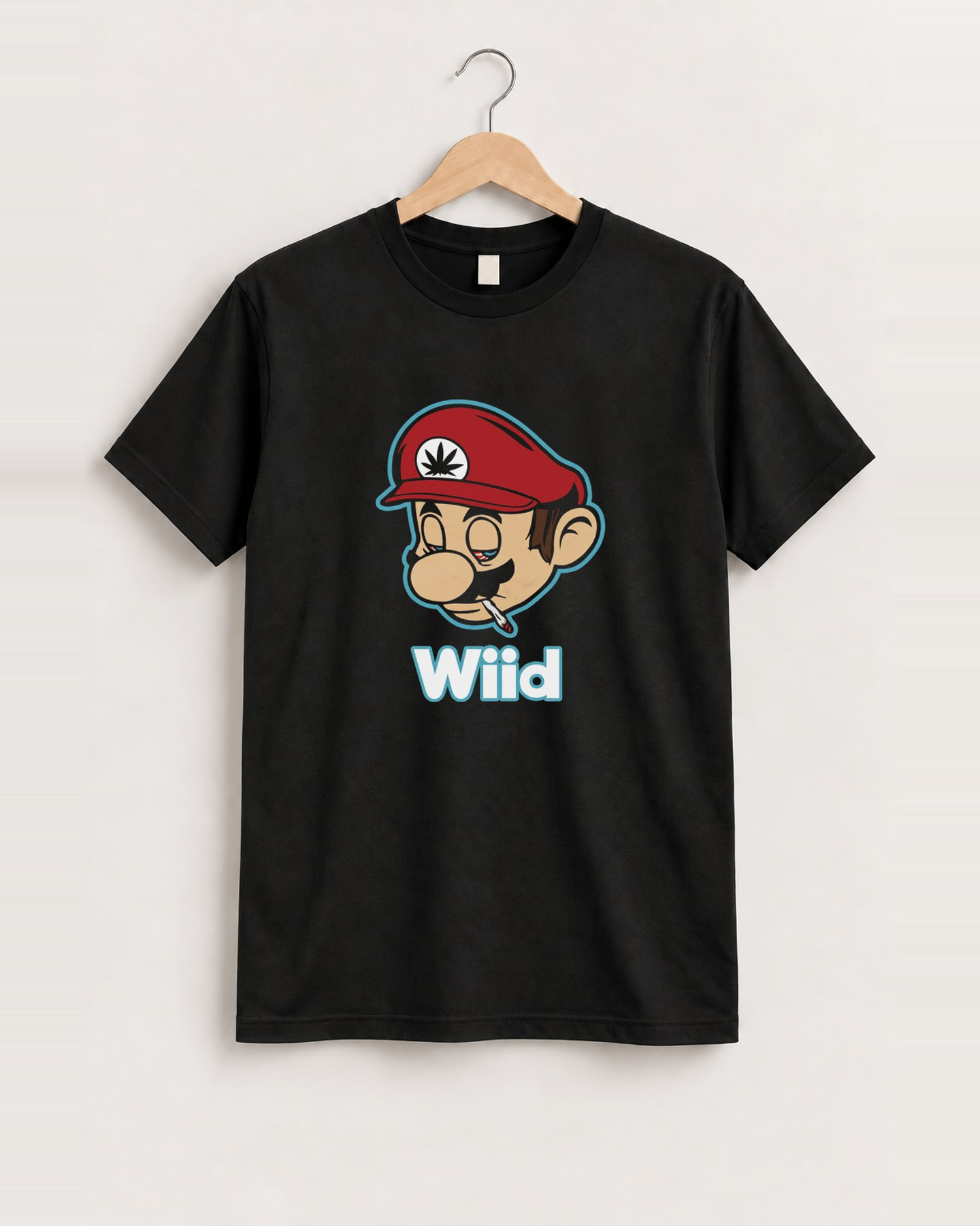 Wiid mario parody black tee front