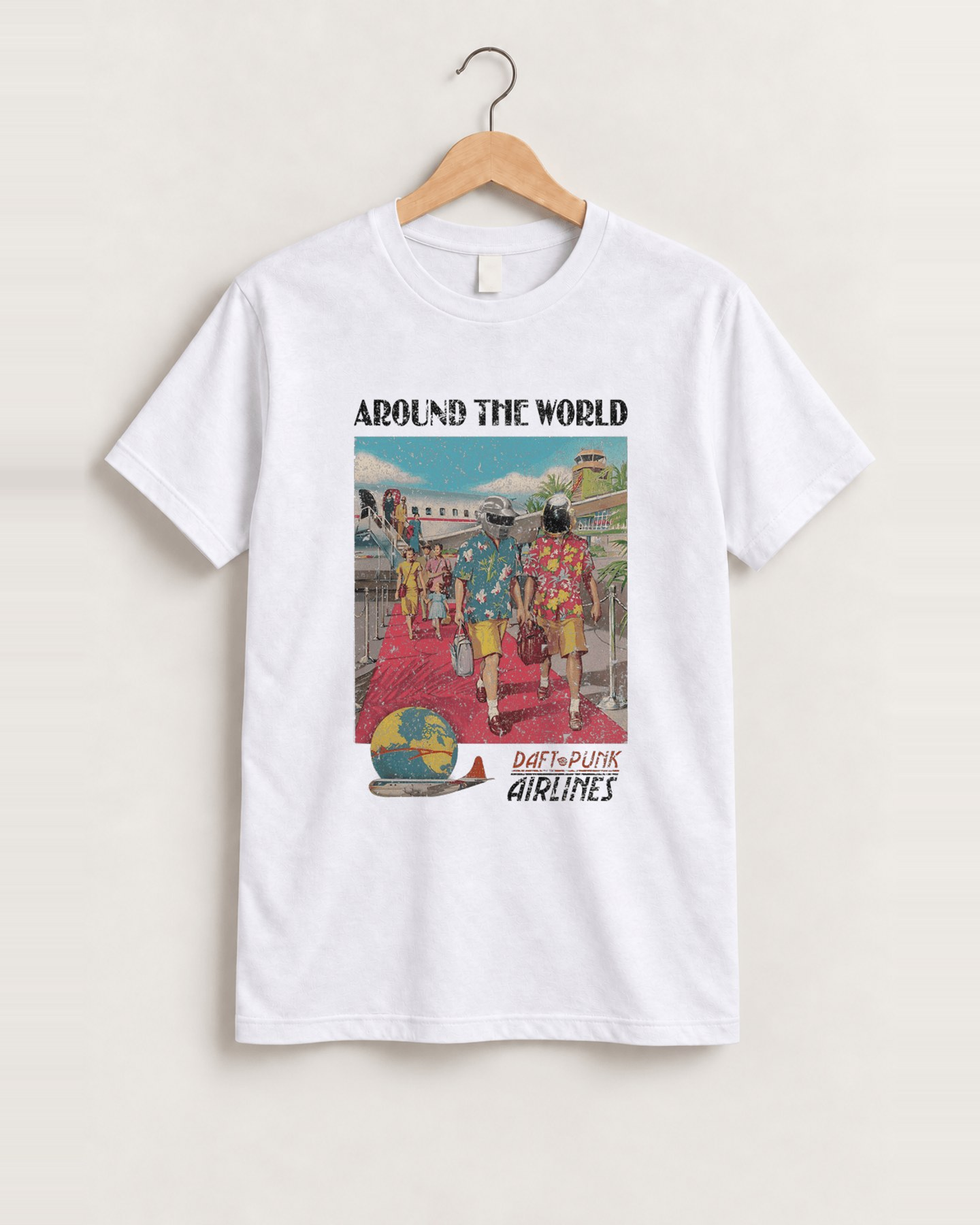Daft punk around the world off white t-shirt front